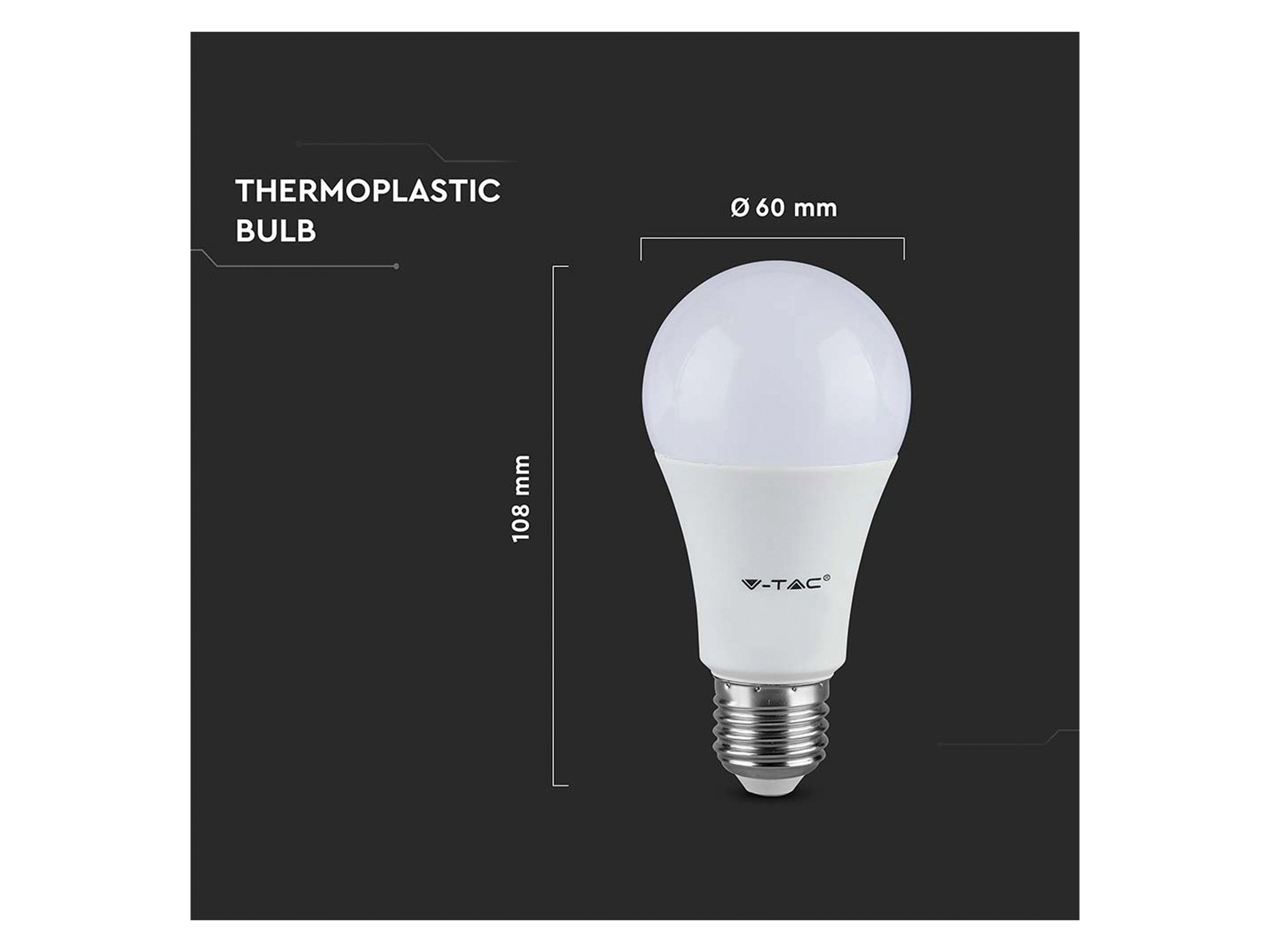 V-TAC LED-Lampe VT-2099, E27, EEK: F, 8,5 W, 806 lm, 3000 K, 10 Stück