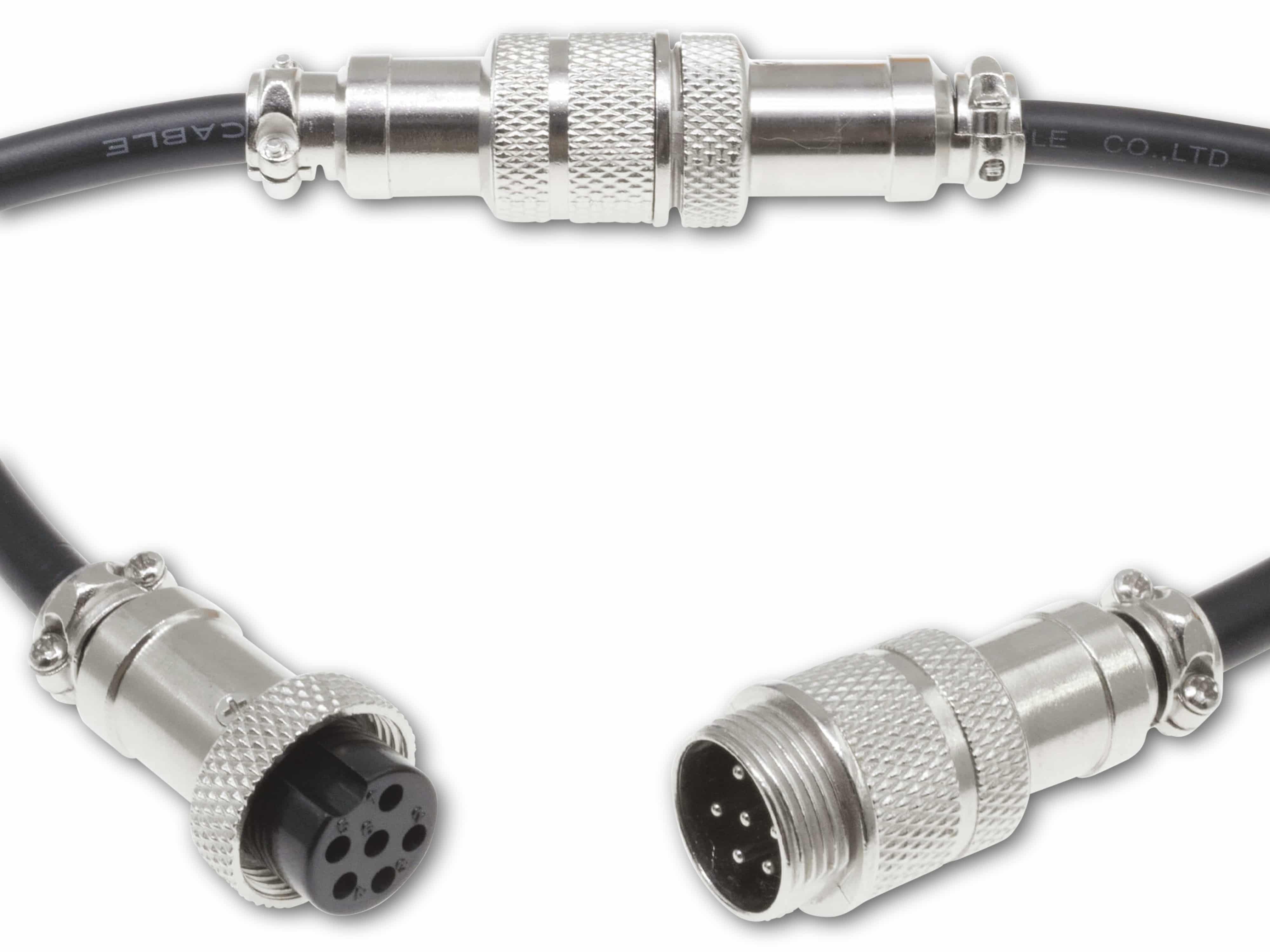 Rundsteckverbinder, 6-polig, 48V, 2A, Lötanschluss, IP55, wire to wire, 1 Stecker + 1 Buchse