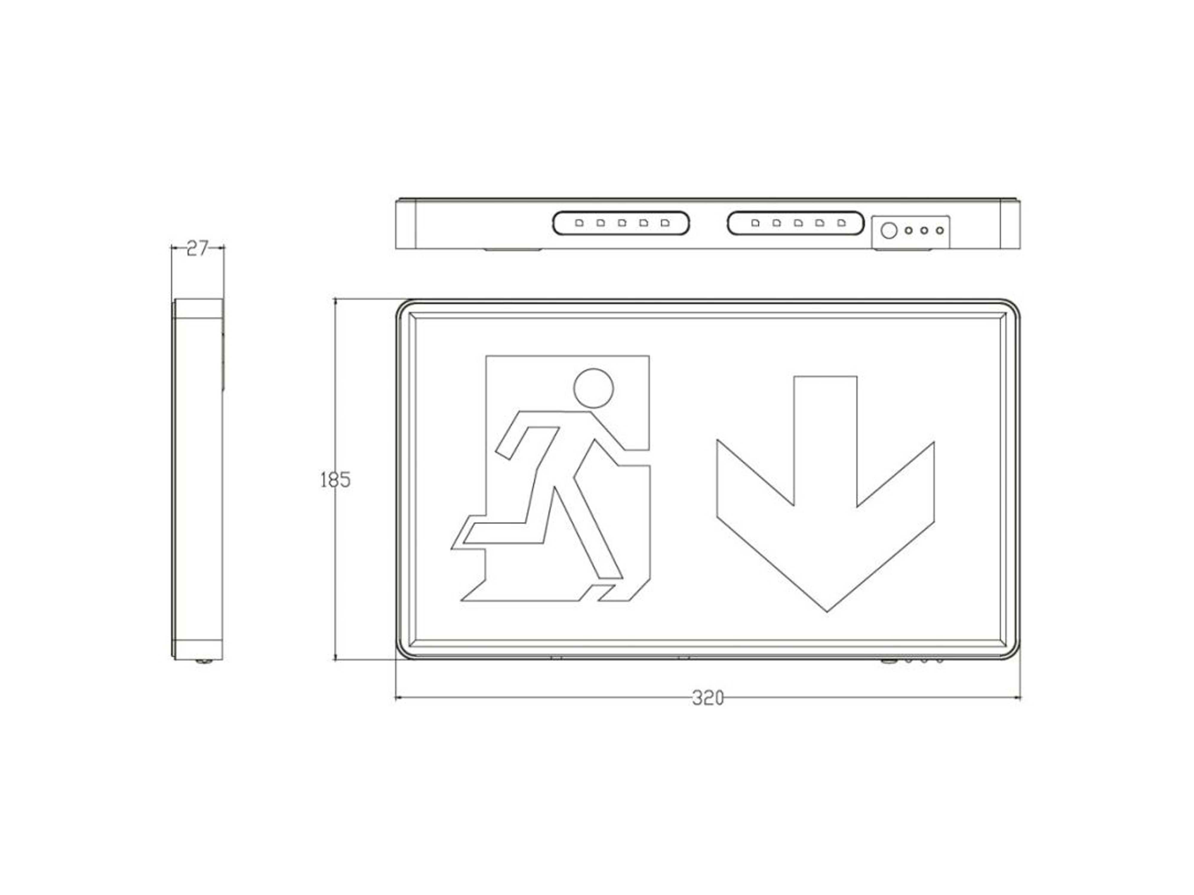 ENOVALITE LED-Fluchtwegleuchte, 200101, inkl. Notstromeinheit, TEST-Funktion