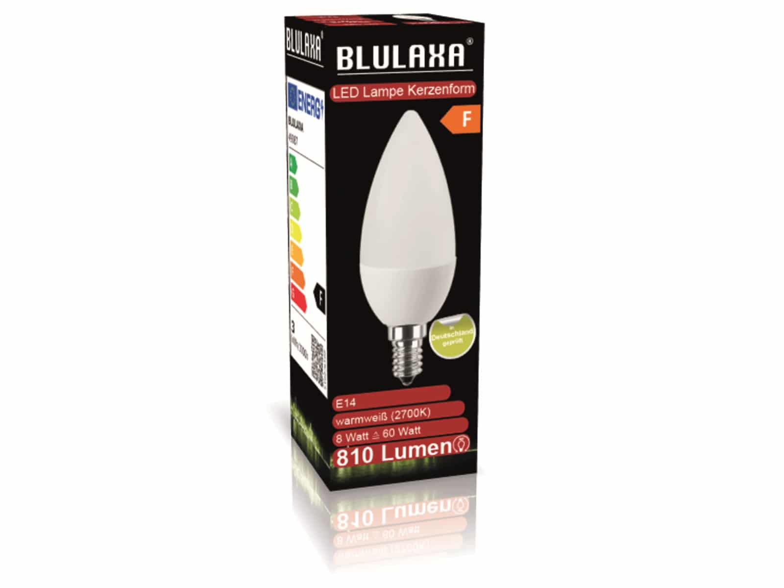 BLULAXA LED-SMD-Lampe, C35, E14, EEK: F, 8 W, 810 lm, 2700 K