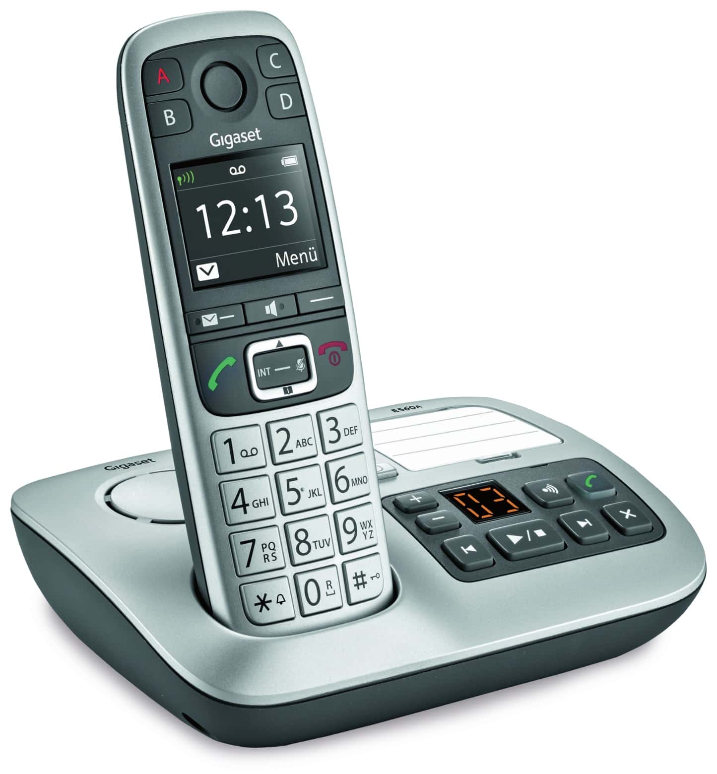 GIGASET Schnurloses DECT-Großtasten-Telefon E560A, mit Anrufbeantworter