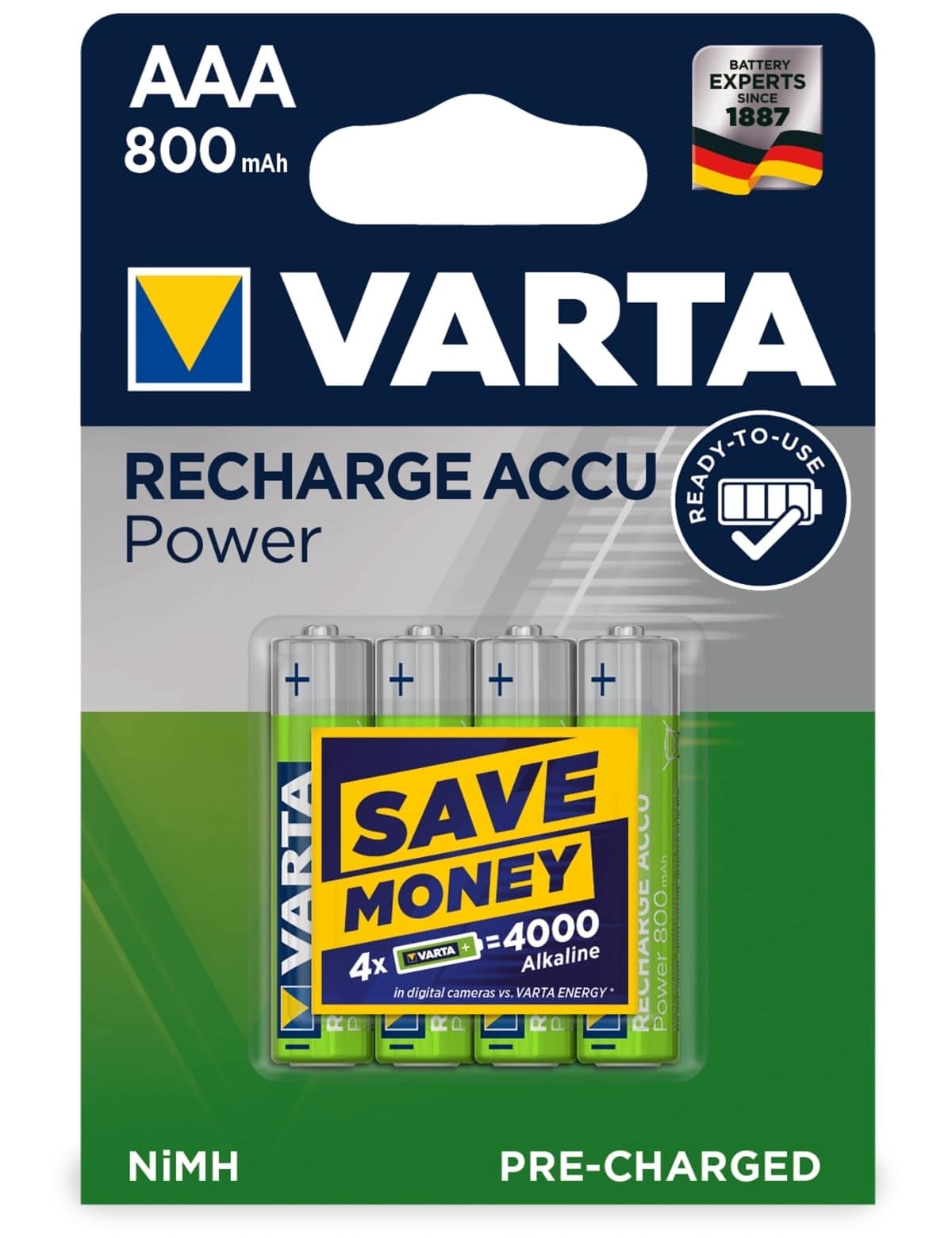 VARTA NiMH-Micro-Akku 56703, 800 mAh, 4 Stück