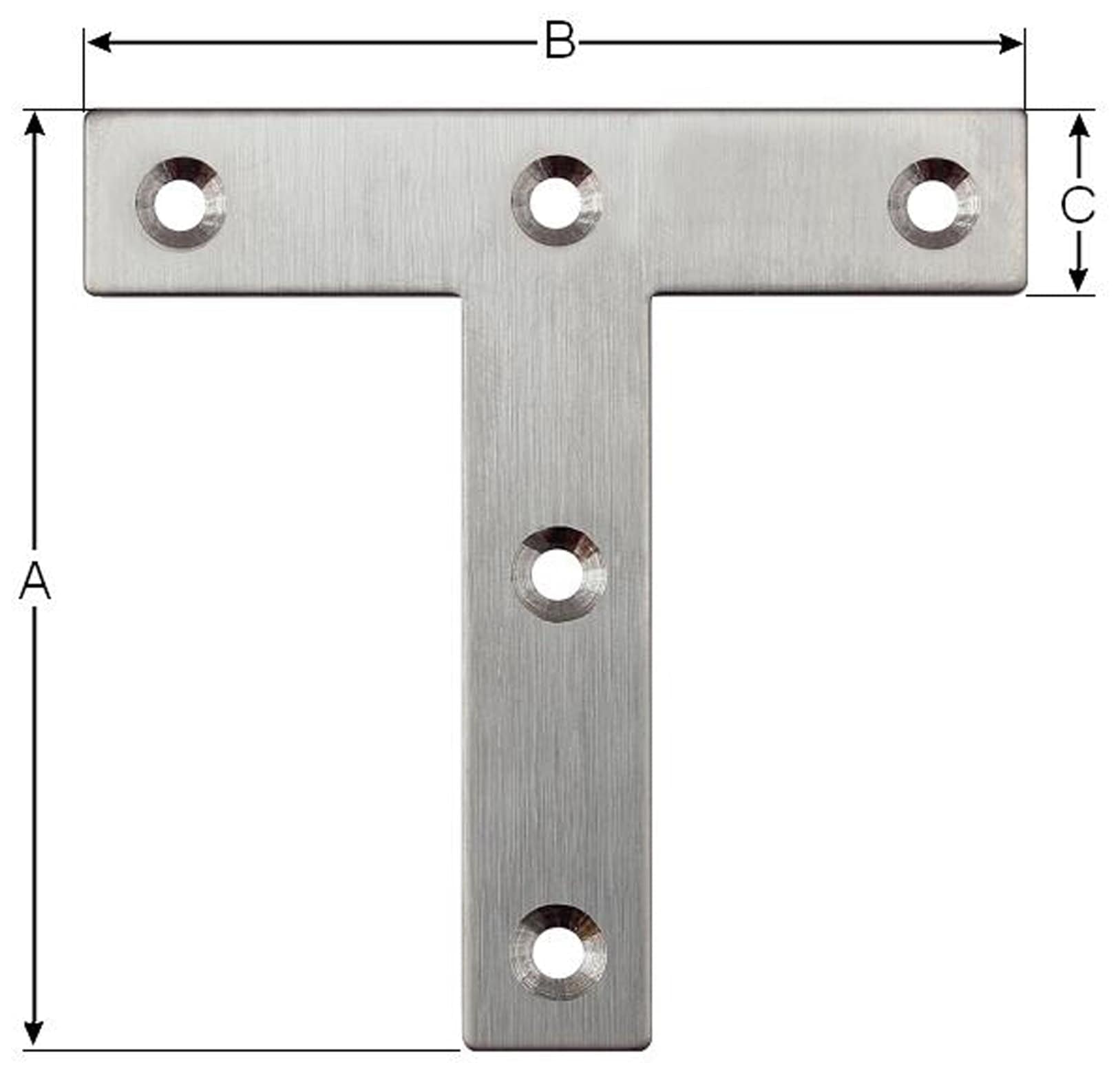 Verbindungsbleche, T-Winkel,  80x80x16 mm, Edelstahl, 10 Stück