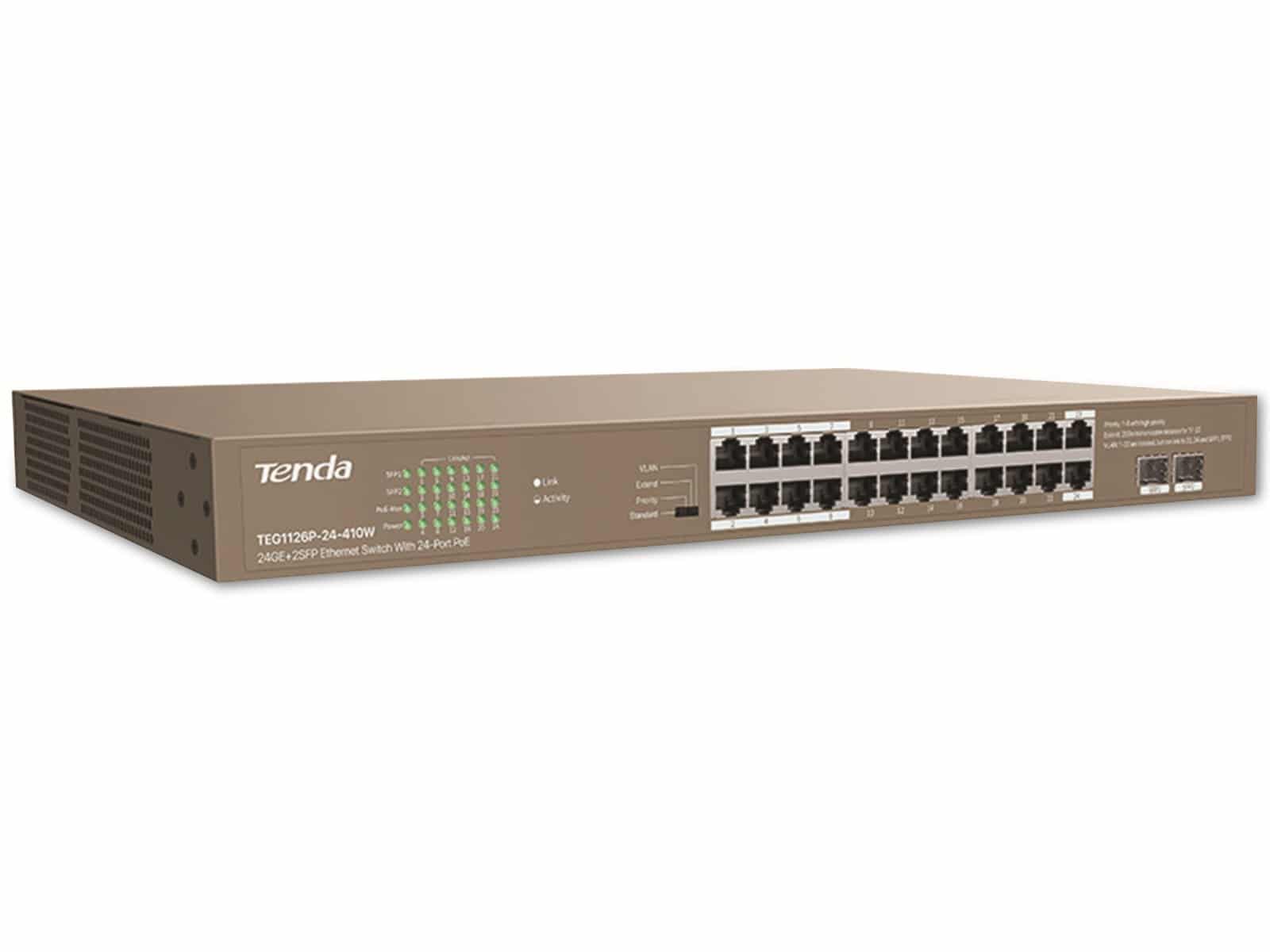 POE-Switch TENDA TEG1126P-24-410W, 24-port, Gigabit