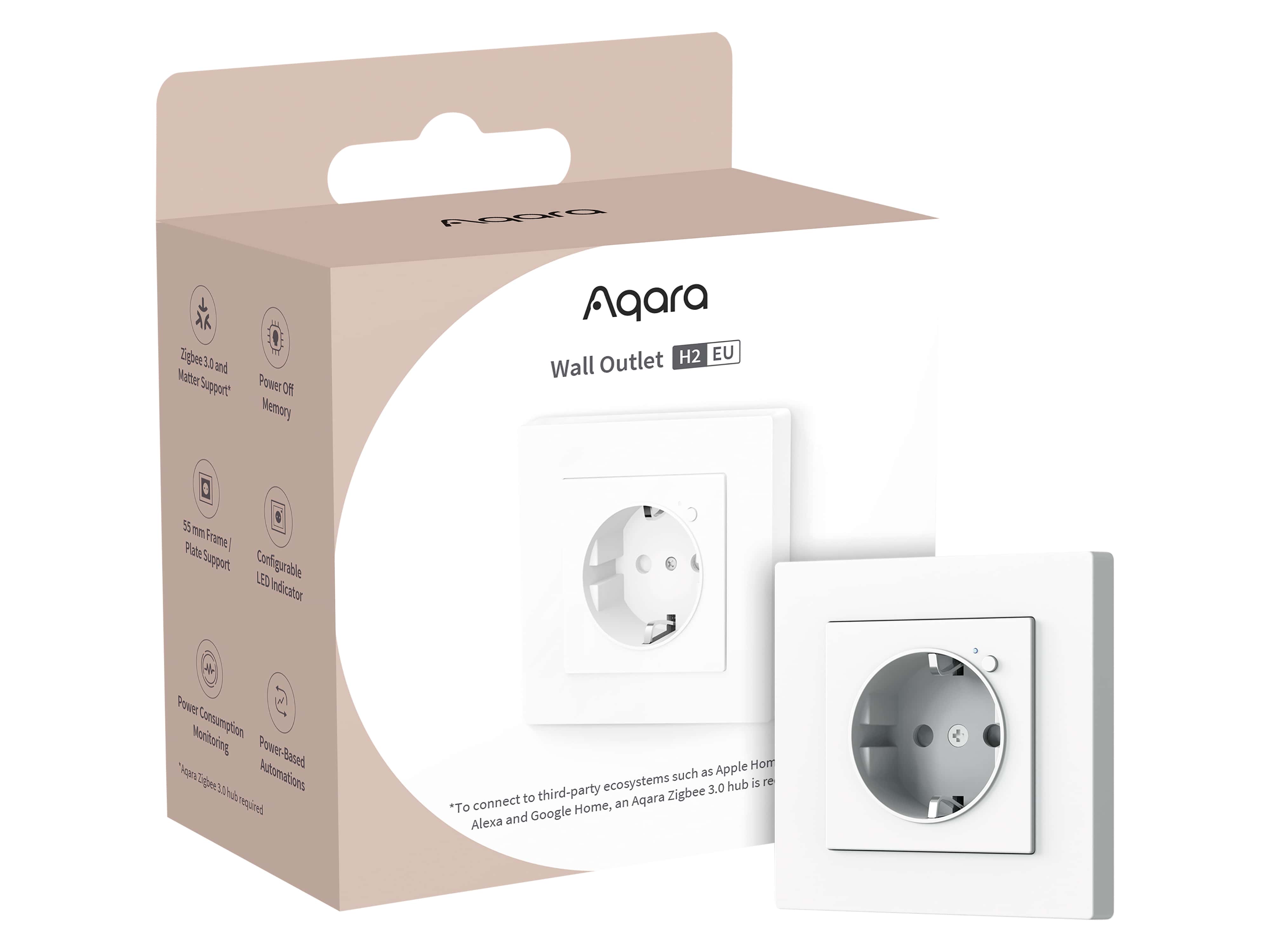 AQARA Smart Steckdose WP-P01D, Wall Outlet H2, weiß