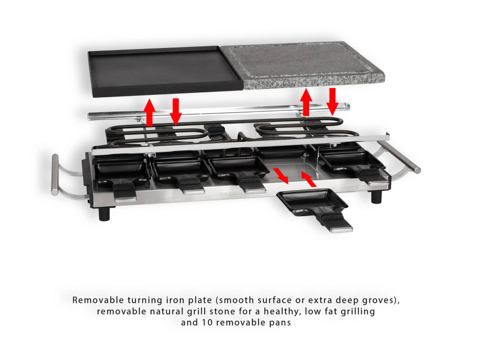 PROFI COOK Raclette-Grill PC-RG 1144 inox, 2-in1, 1700 W, 10 Personen