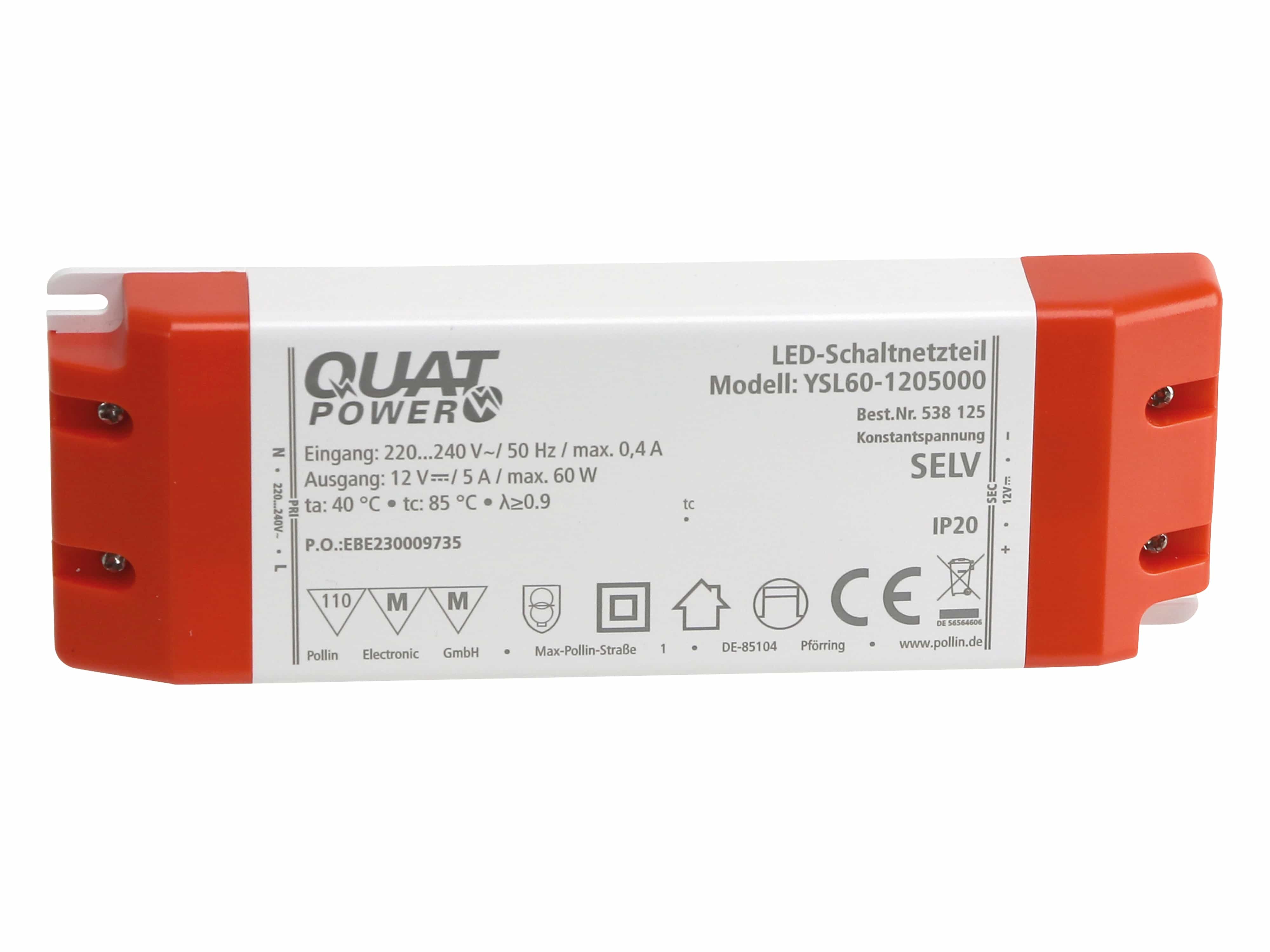 QUATPOWER LED-Schaltnetzteil YSL60-1205000, 12 V-, 60 W