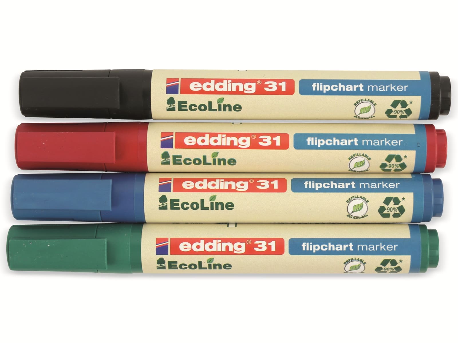 EDDING Flipchartmarker 31 EcoLine, 1,5…3mm schwarz, rot, blau, grün