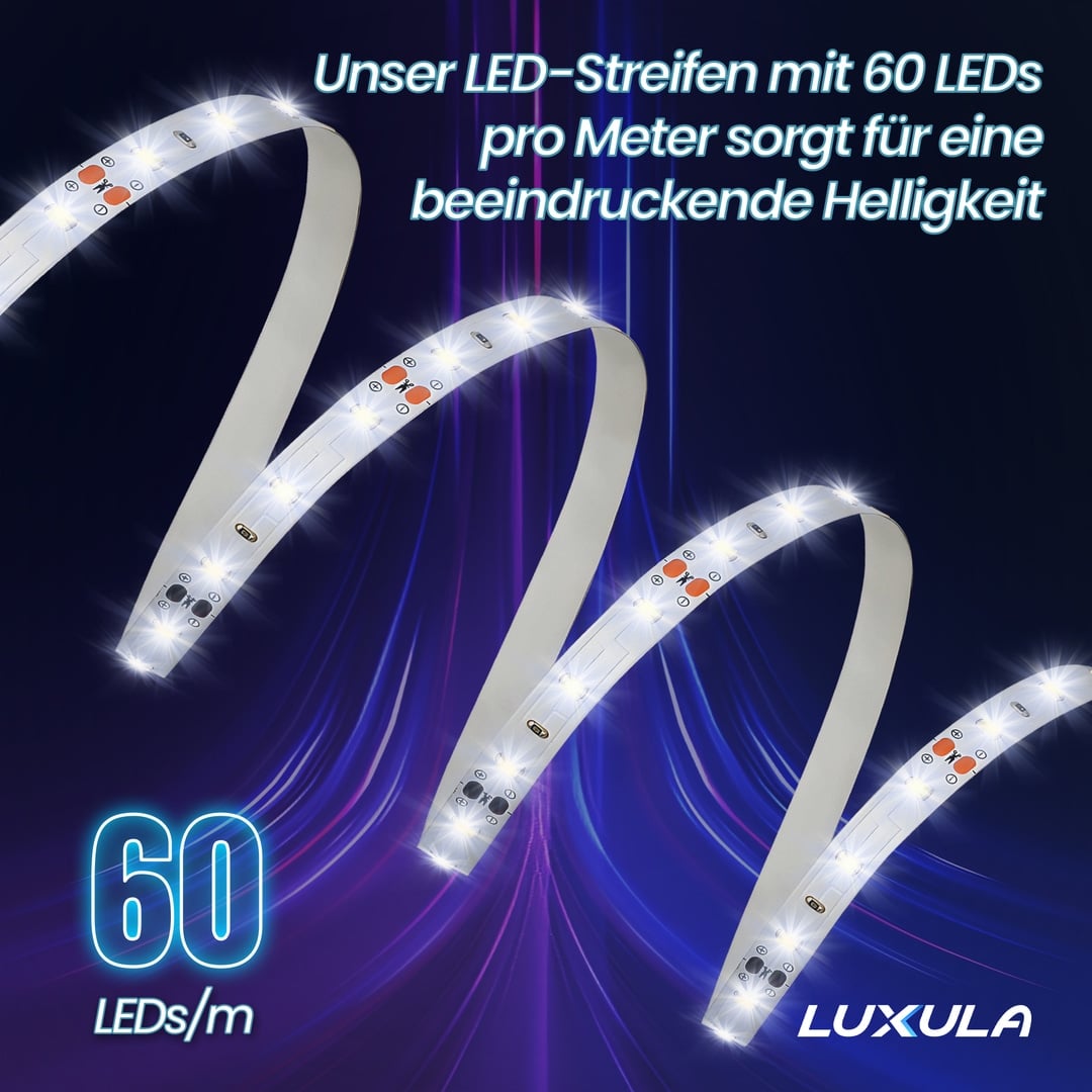 LUXULA LED-Strip, 5 m, warmweiß, EEK: F, 12 V, 2700 K, 60-LED/m