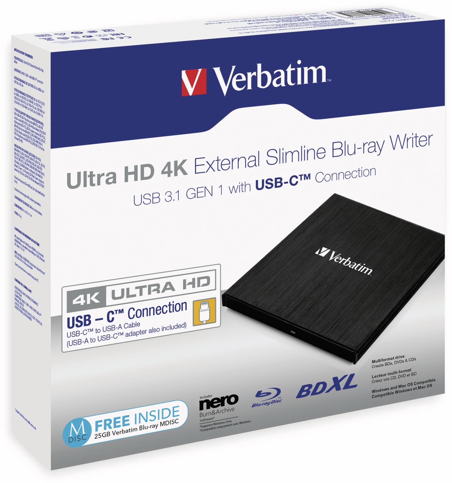 VERBATIM Blu-ray Brenner 43888, 4K, USB-C 3.1