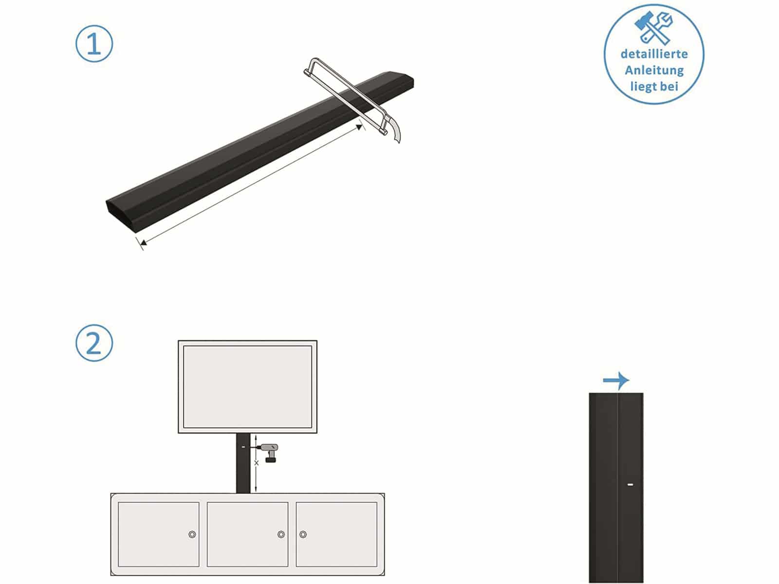 PUREMOUNTS Kabelkanal PM-CCP-050B, 50 cm, Kunststoff, schwarz