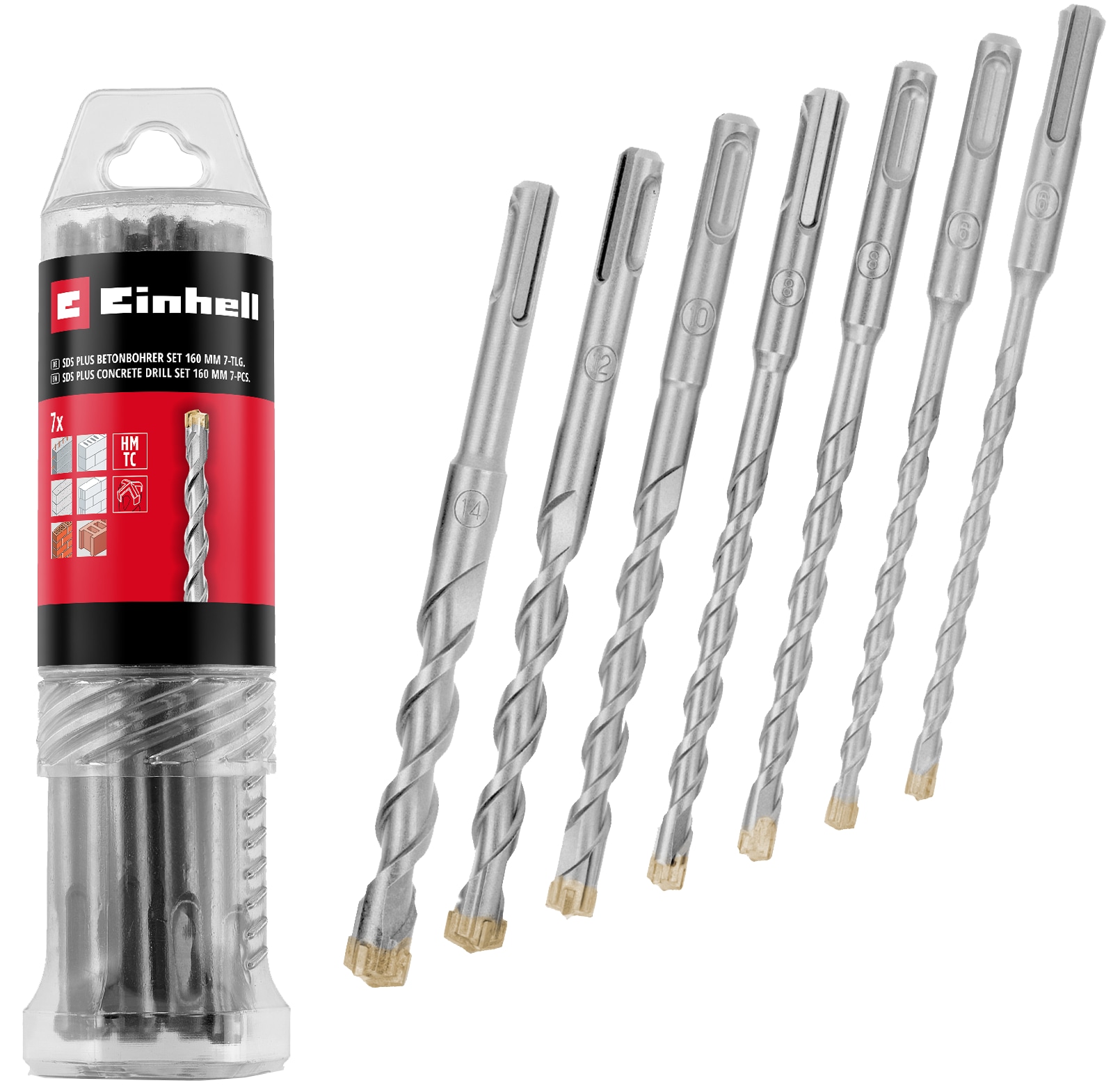 EINHELL SDS-Plus Hammerbohrer-Set 265510, 6-14 mm, 160 mm, 7-teilig