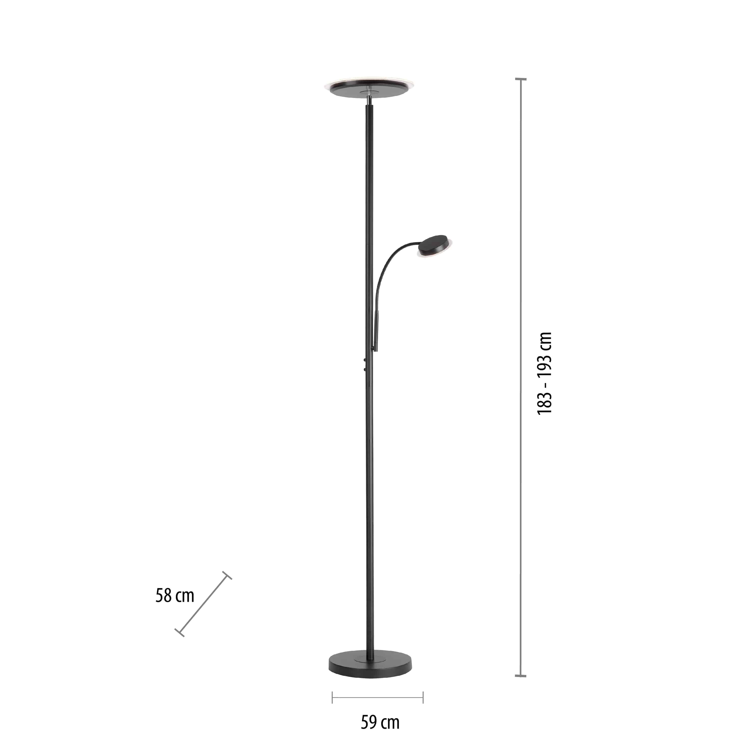 JUST LIGHT LED-Stehleuchte 11709-18 schwarz, 25,5 W, 2900 lm, 3000 K