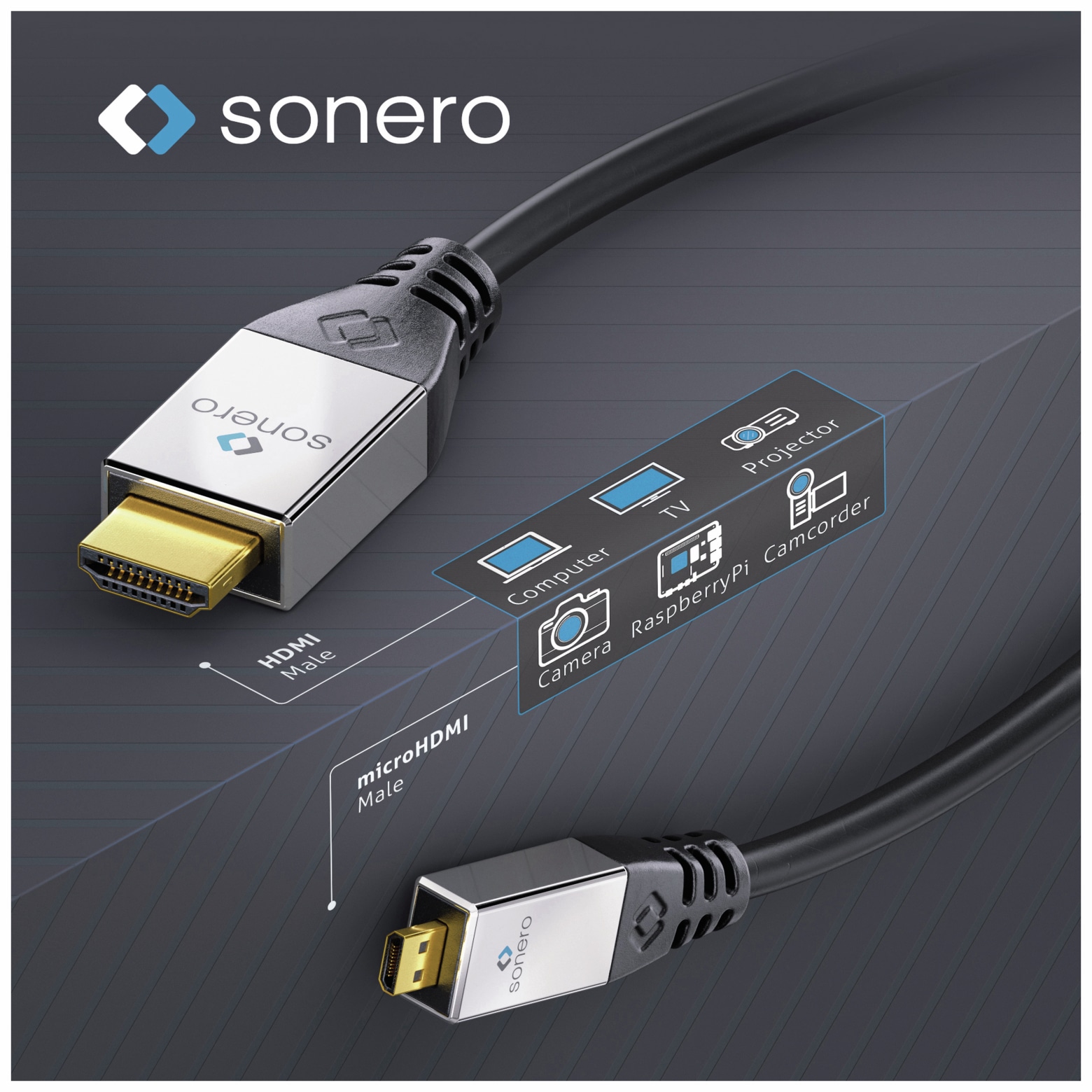 SONERO HDMI Kabel A/D, 4K, 3 m, schwarz