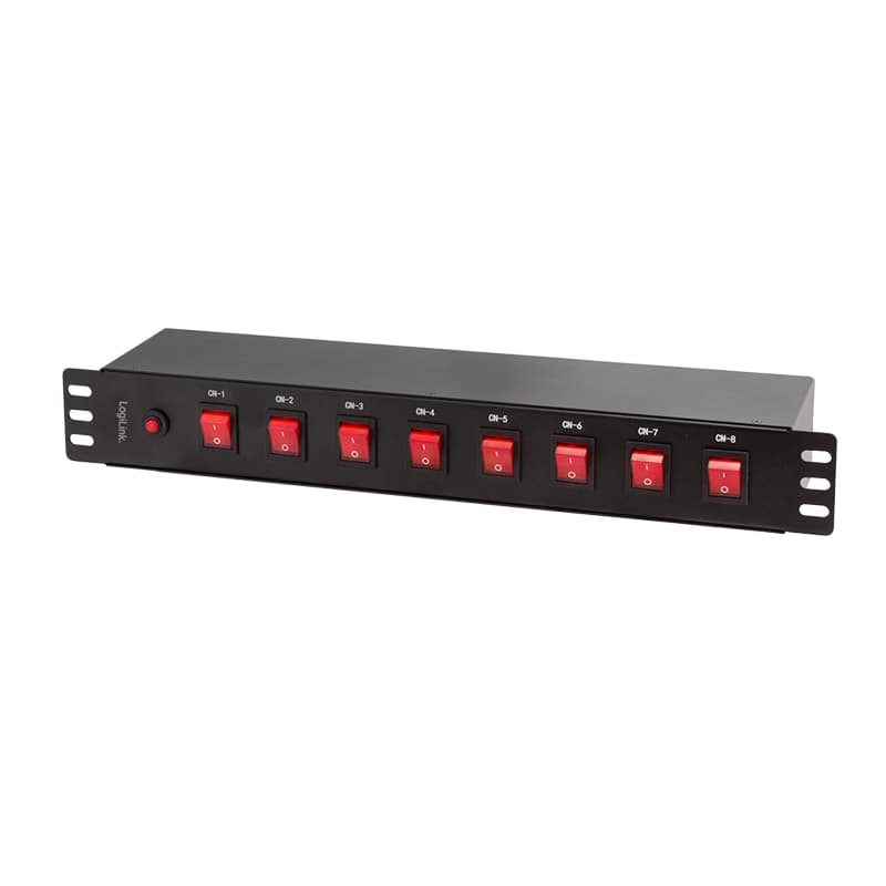 LOGILINK Steckdosenleiste PDU8D01, 8-fach, 19", einzeln schaltbar, schwarz