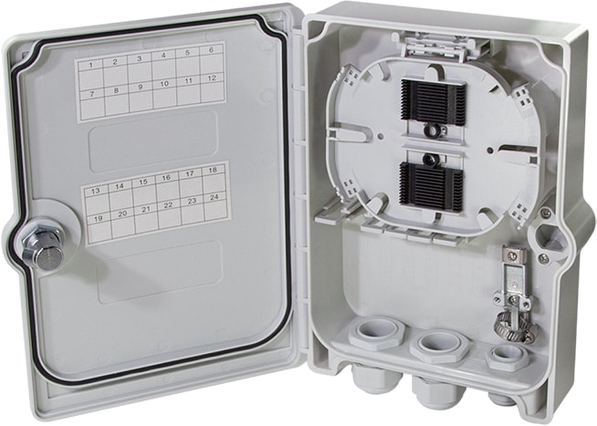 LOGILINK FTTH/FTTB-Anschlussleergehäuse FB124E, für 24 Fasern, 6x LC/QD o. SC/DX