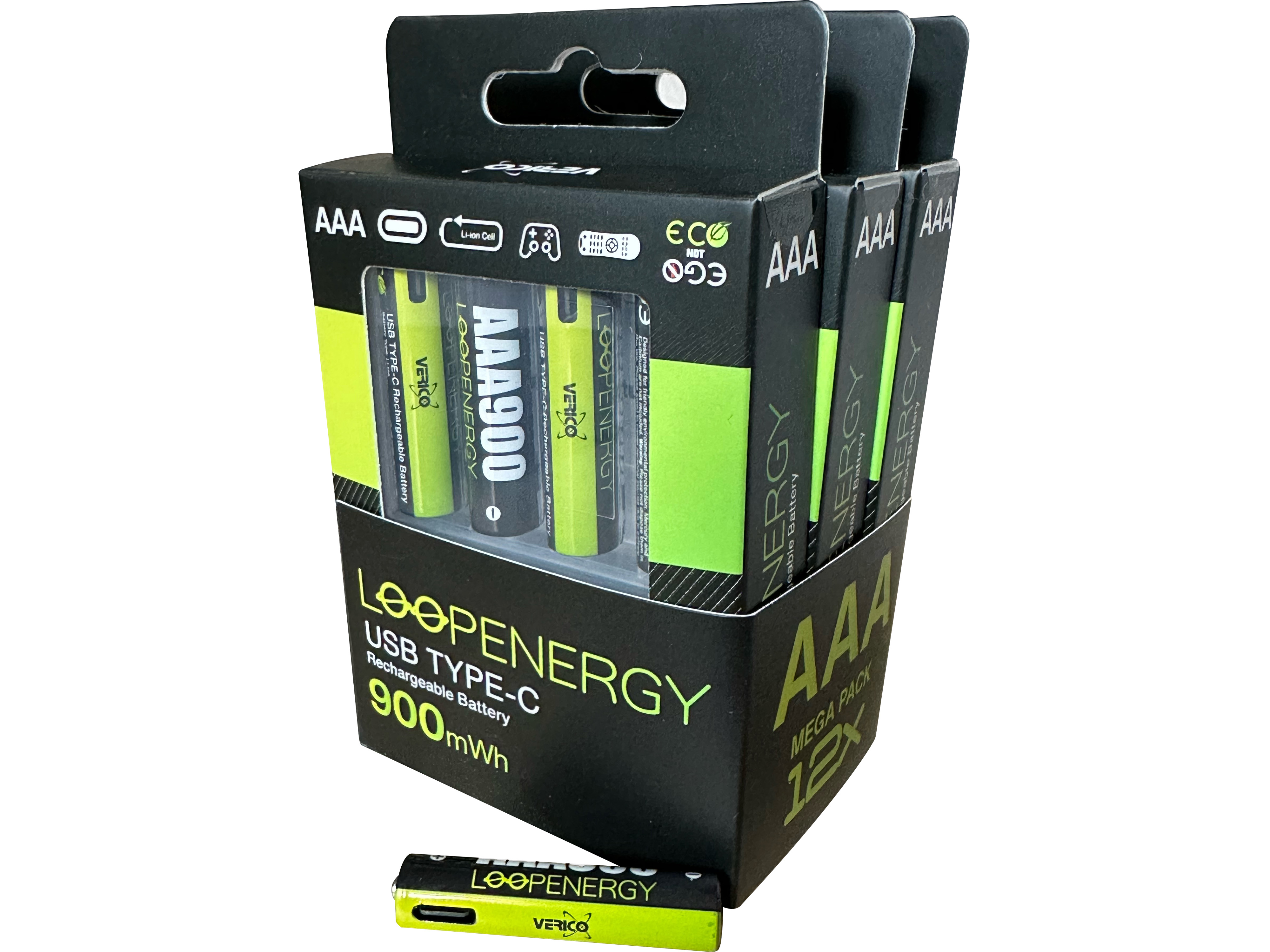 VERICO Li-Ion-Akku Loop Energy AAA, mit USB-C Buchse, 12er Pack