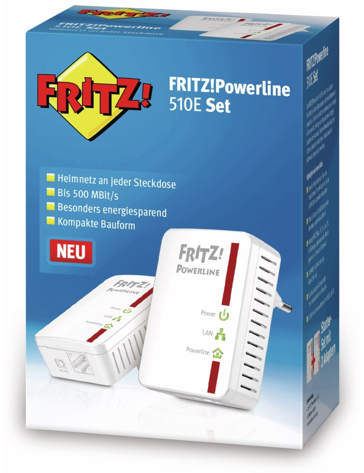 AVM Powerline Adapter-Set FRITZ!Powerline 510E, 500 Mbps