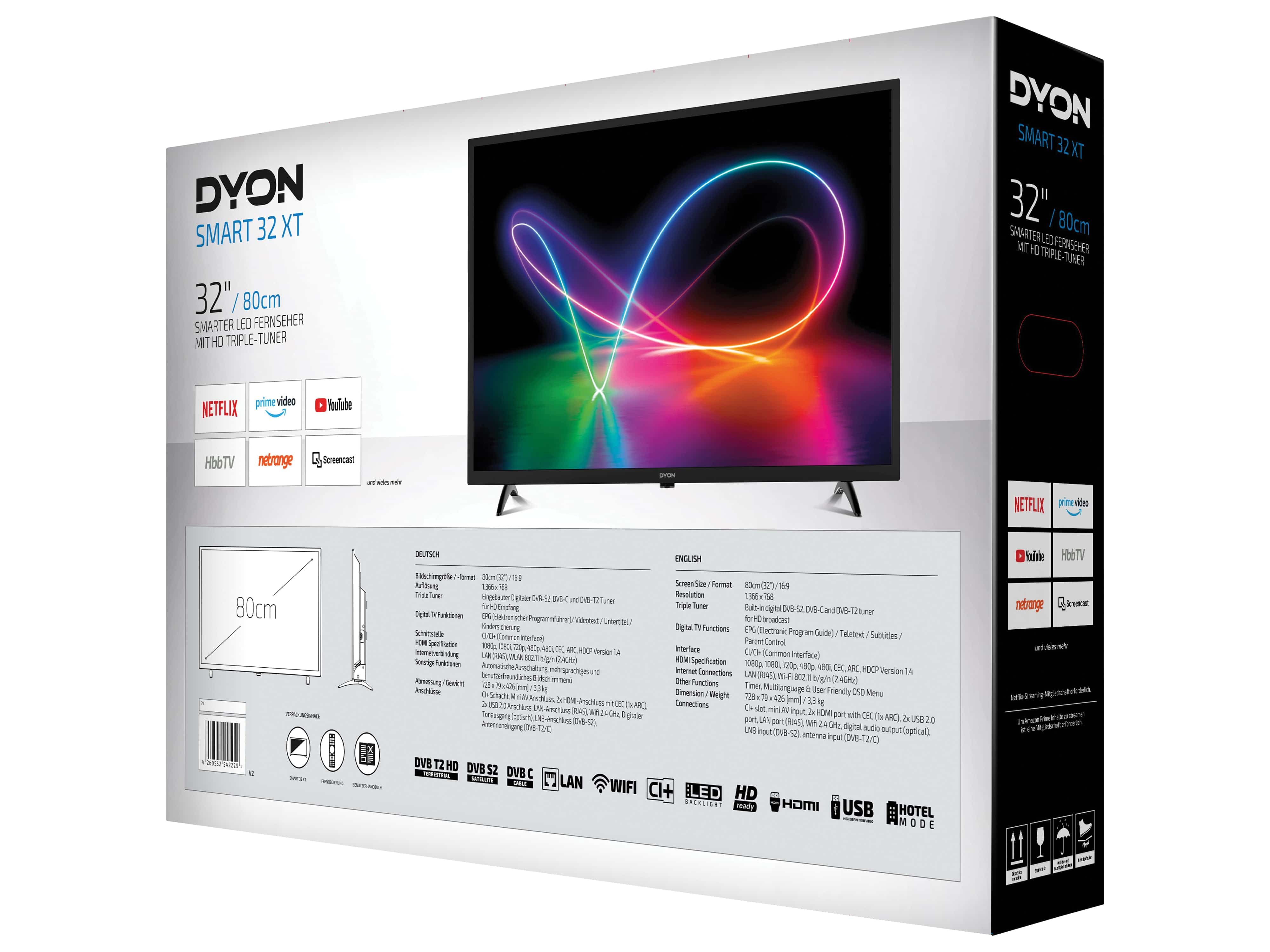 DYON LED-TV Smart 32 XT, 80 cm (32"), HD, Wlan, EEK F