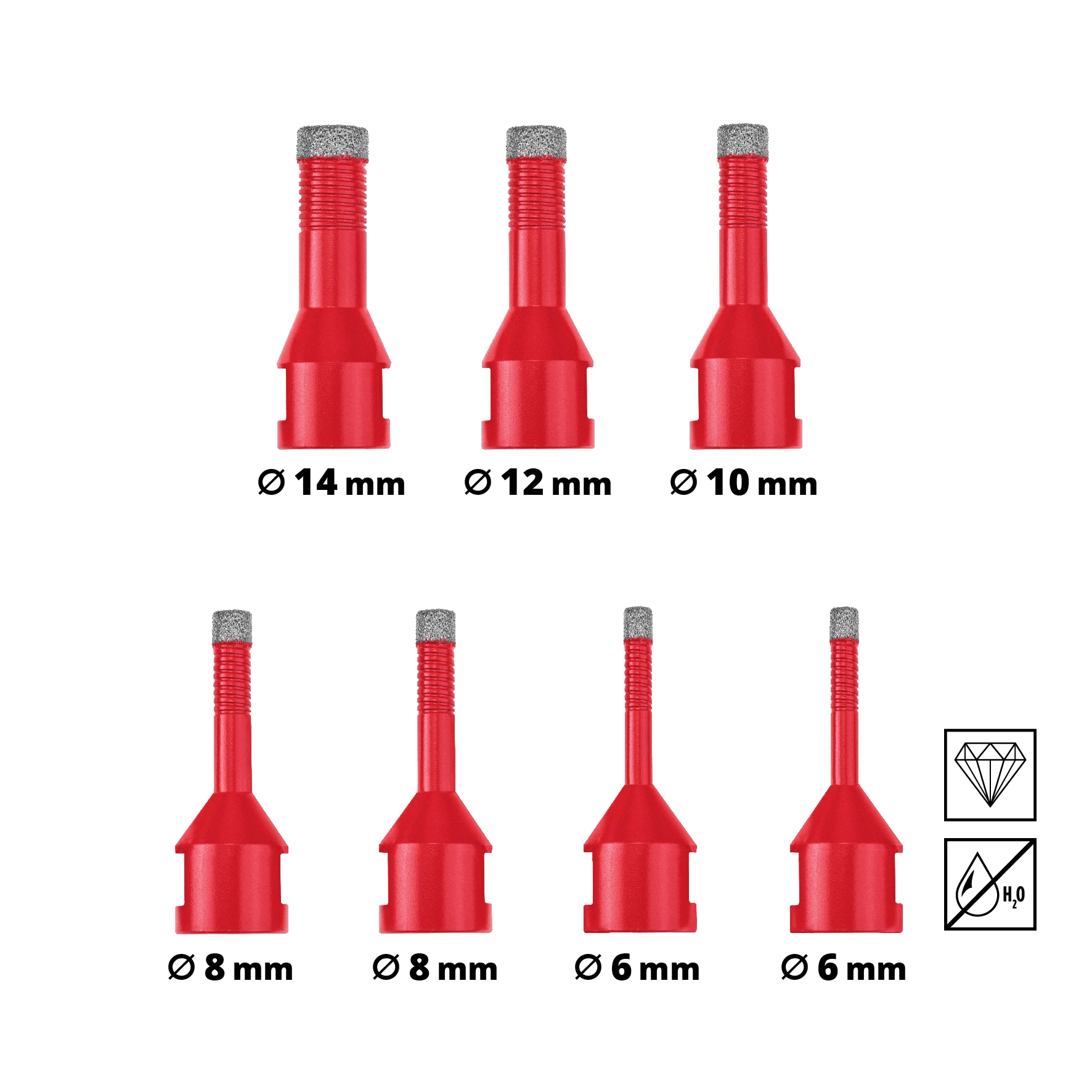 EINHELL Fliesenbohrer-Set, 500400, M-Case, 7-teilig