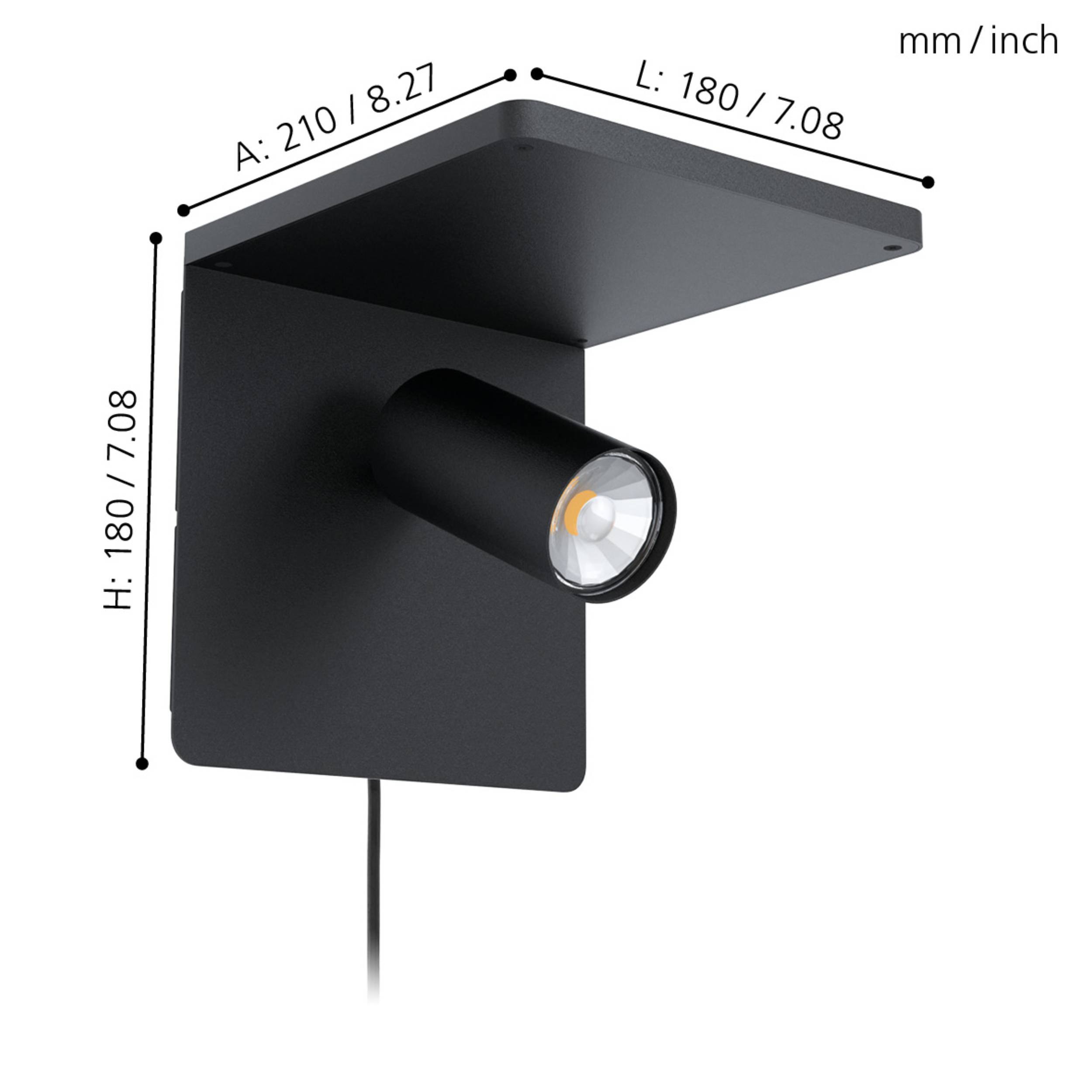 EGLO LED-Wandleuchte Ciglie, 98263 schwarz, 4,5 W, 3000 K, QI-charger