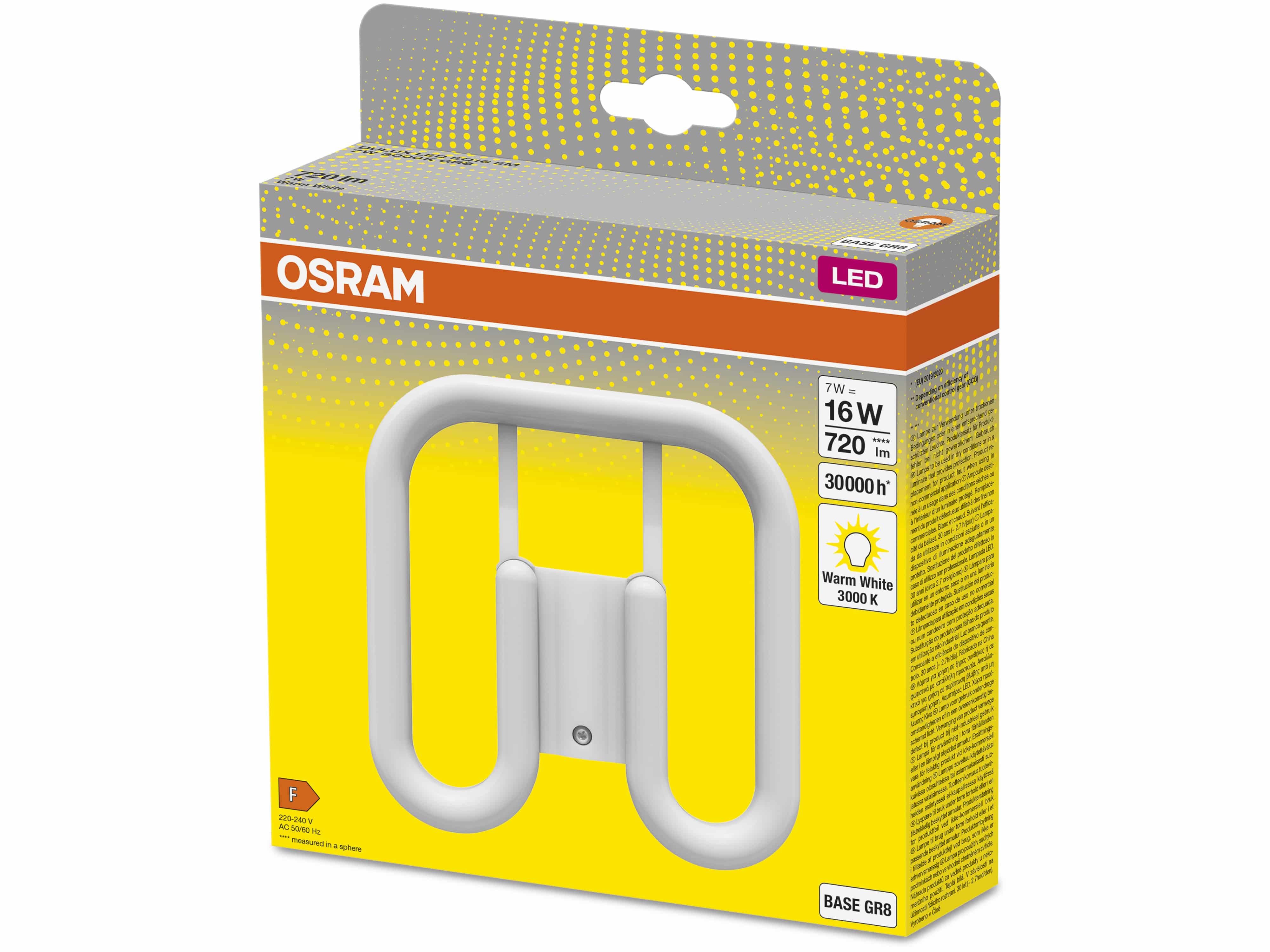 OSRAM LED-Lampe, Dulux SQ16, GR8, EEK: F, 7W, 720lm, 3000K