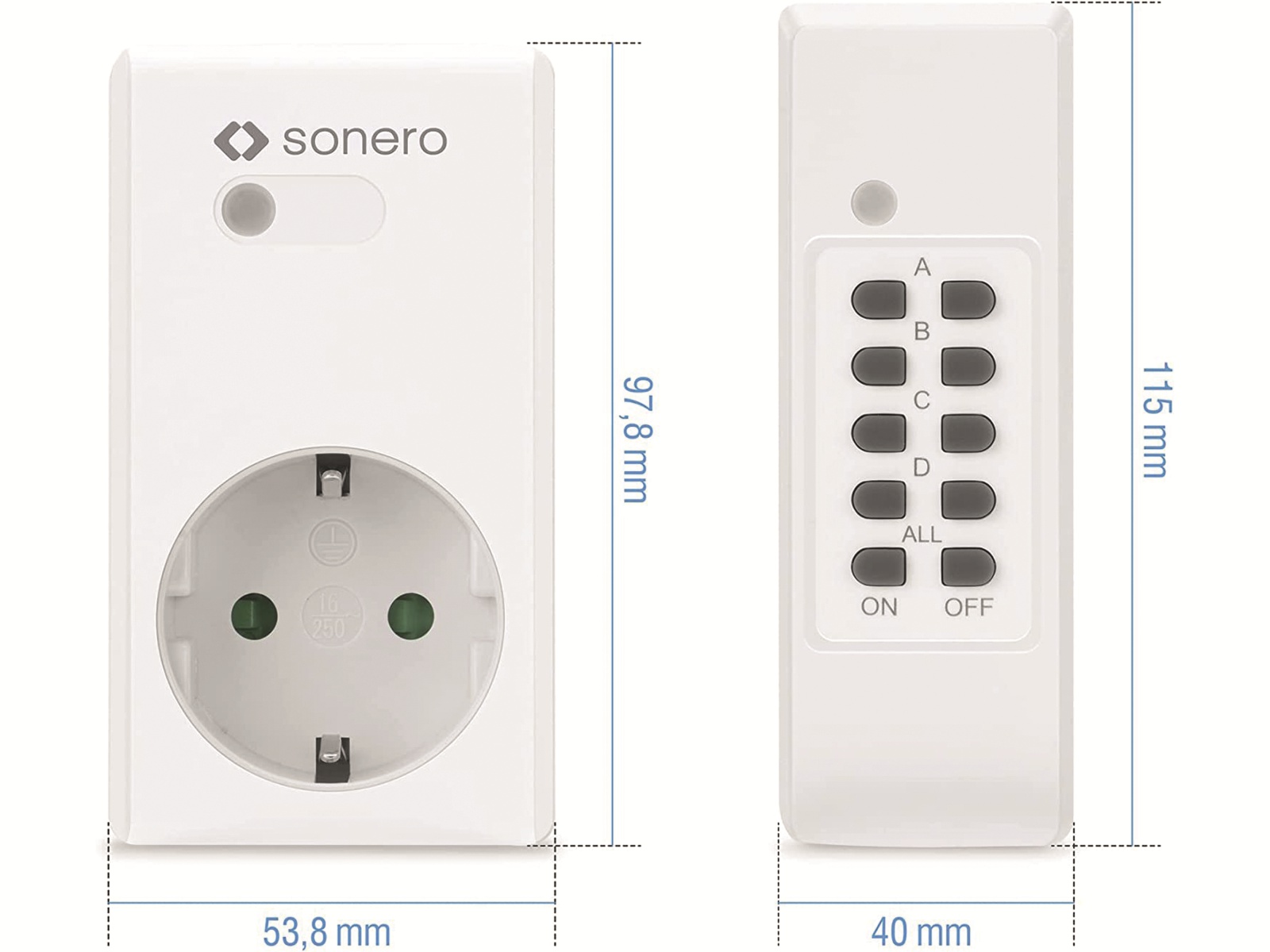 SONERO Funksteckdosen-Set S-RCS204, Indoor