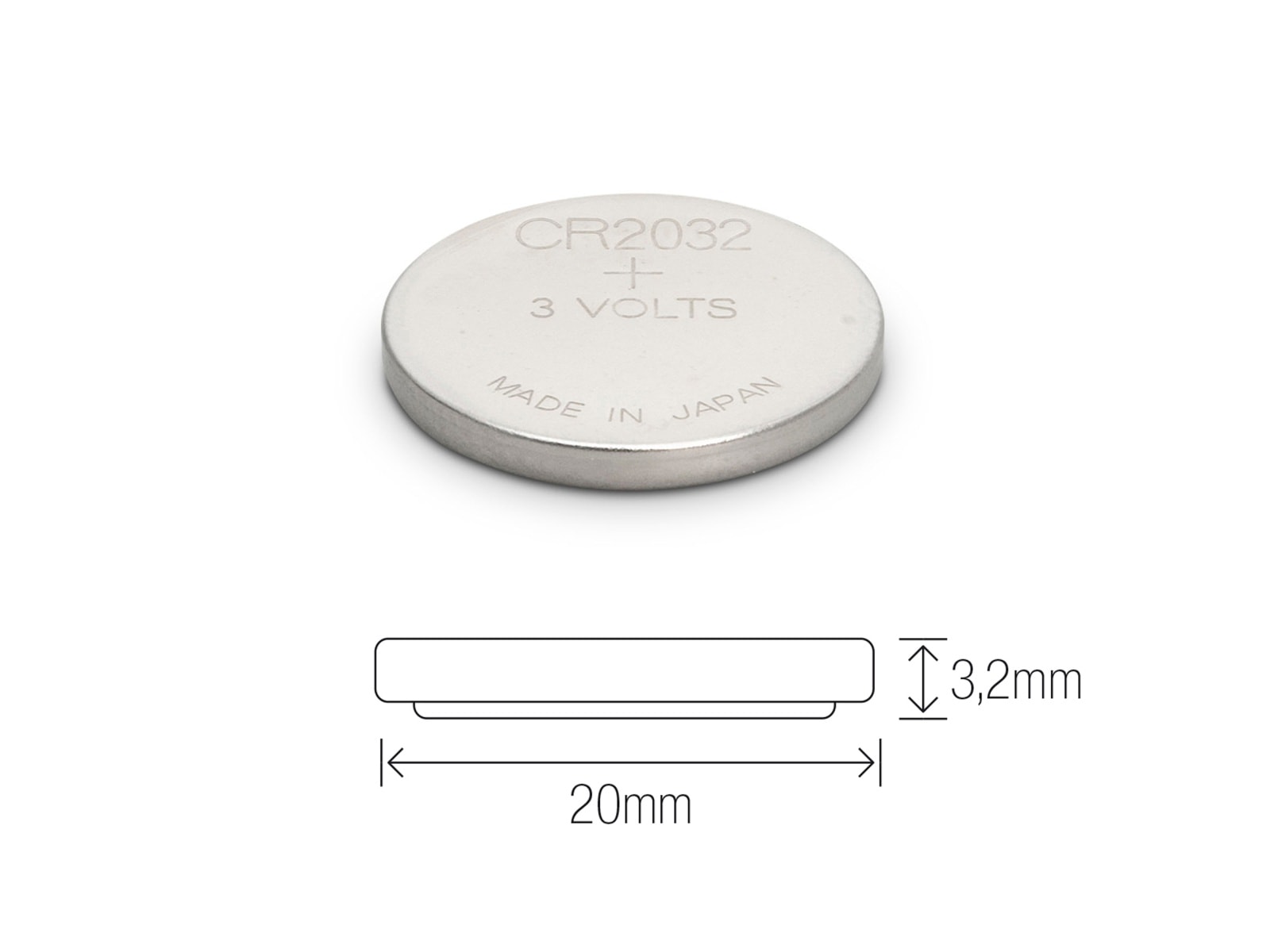 GP Knopfzelle, CR2032, Lithium, 3 V, 2 St.