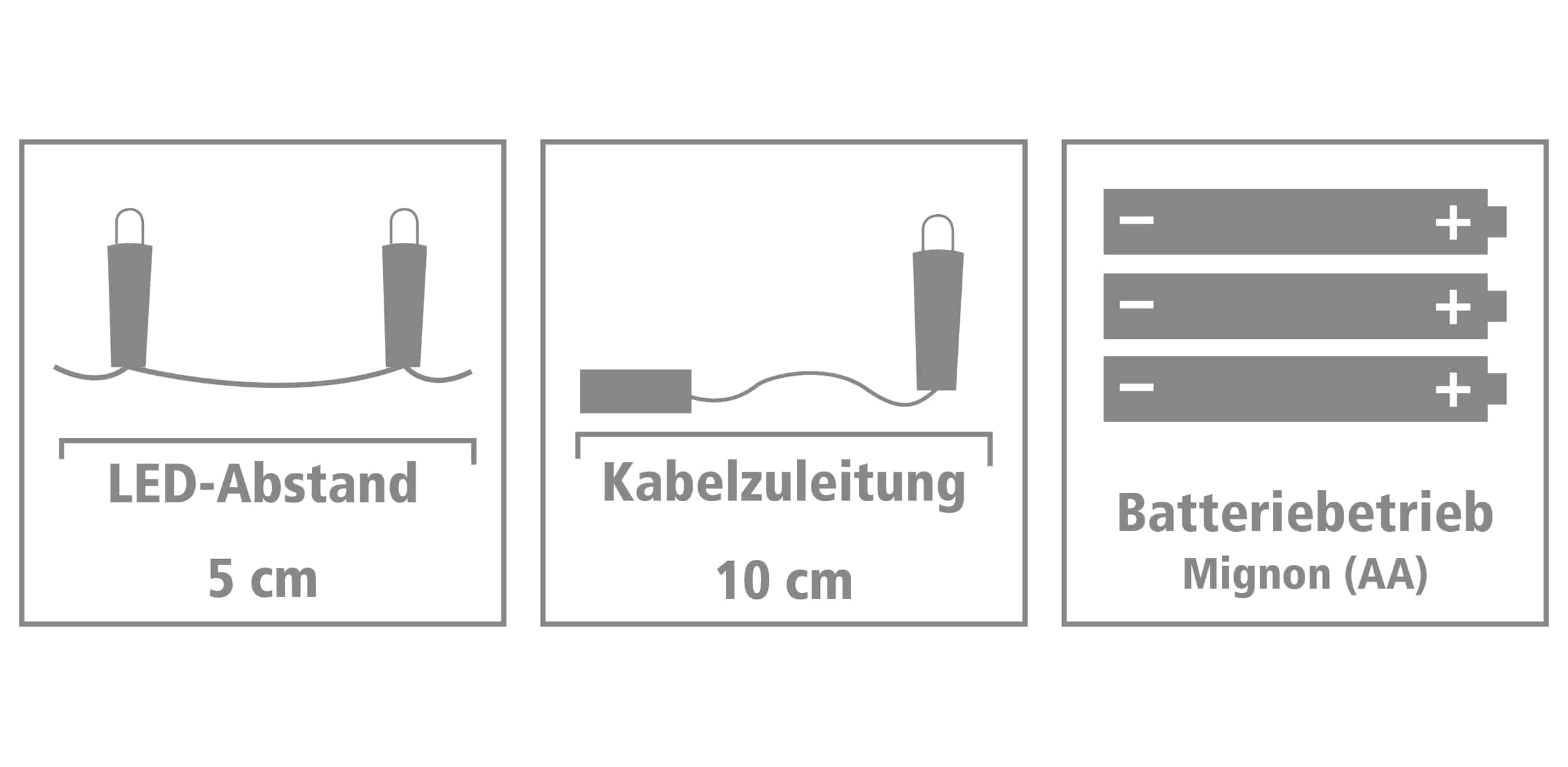 LED-Lichterkette, Silberdraht, 20 LEDs, bunt, Batteriebetrieb