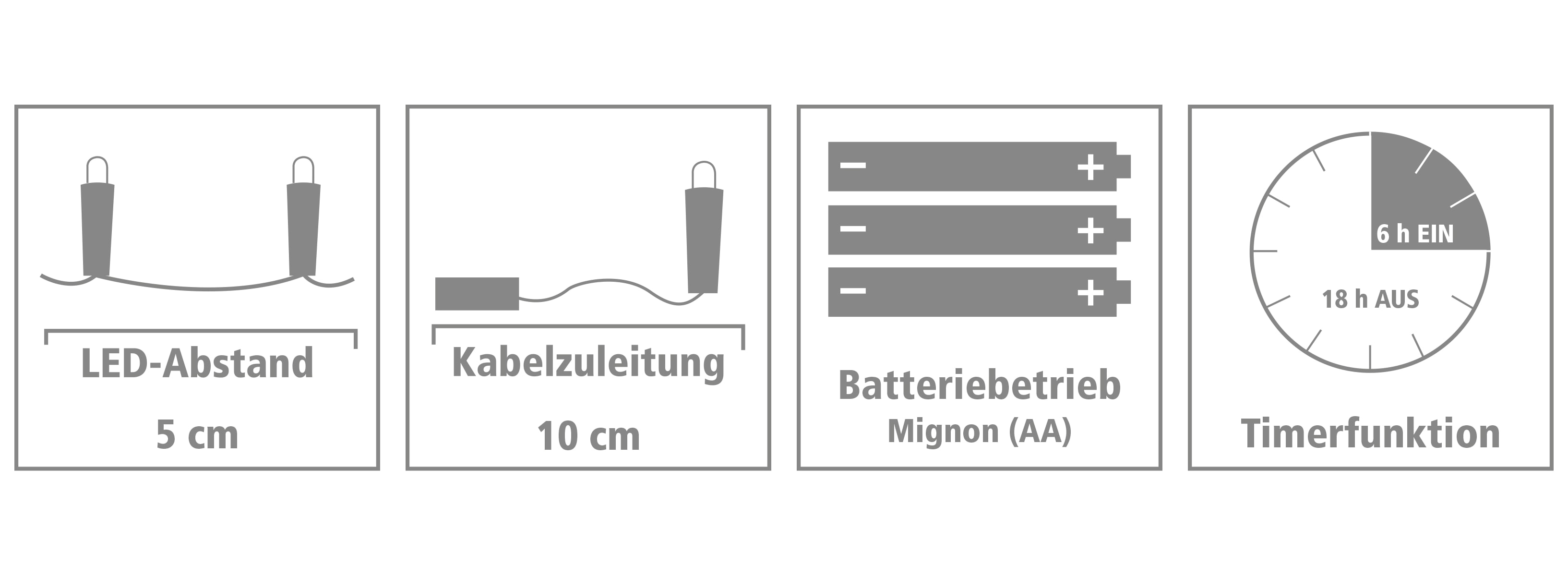 LED-Lichterkette, Silberdraht, 20 LEDs, warmweiß, Batteriebetrieb, Timer