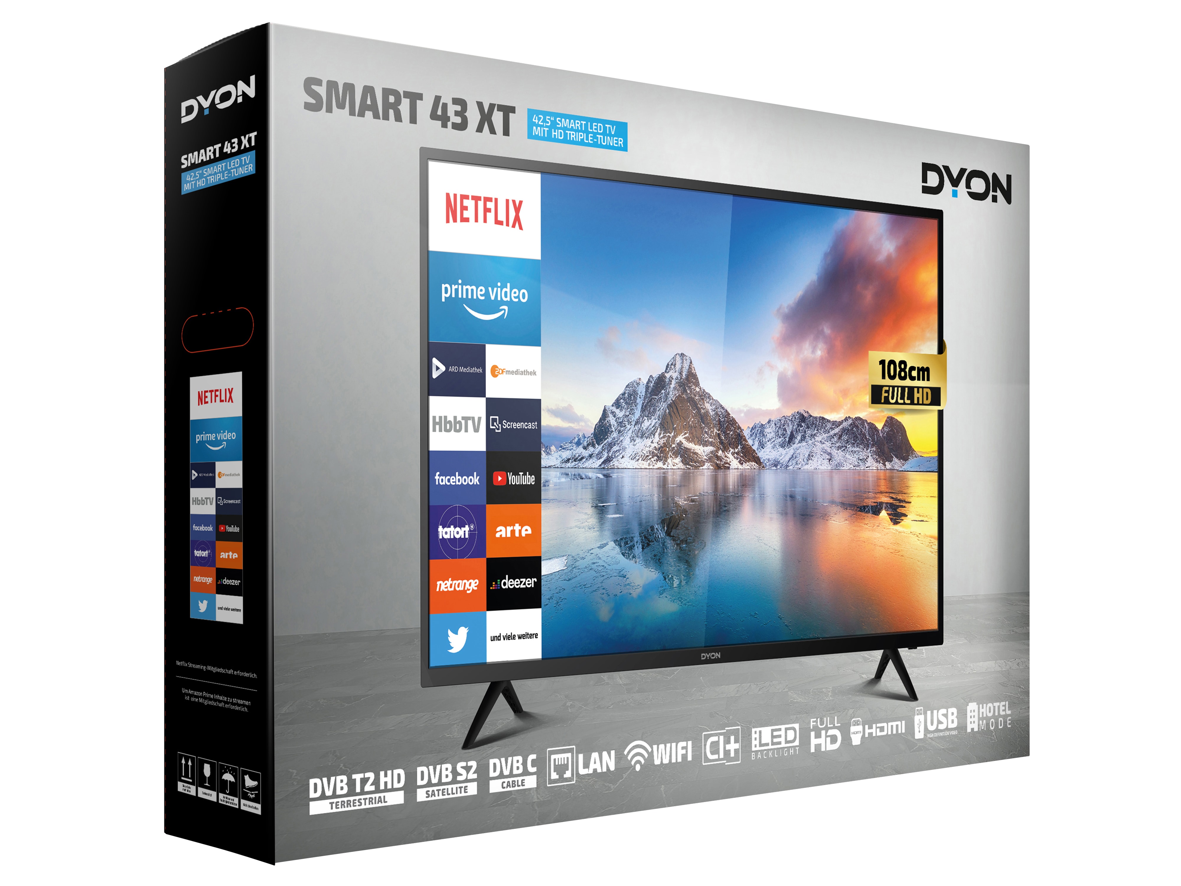 DYON LED-TV Smart 43 XT, 108 cm (43"), EEK F, FullHD
