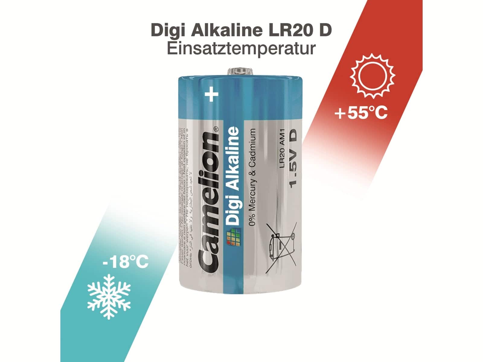 CAMELION Mono-Batterie, Digi-Alkaline, LR20, 2 Stück