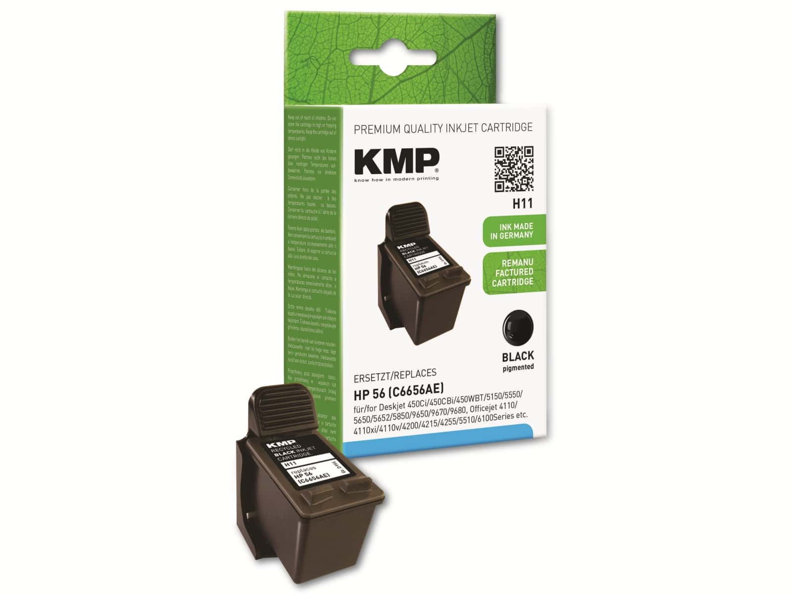 KMP Tintenpatrone kompatibel für HP 56 (C6656AE), schwarz