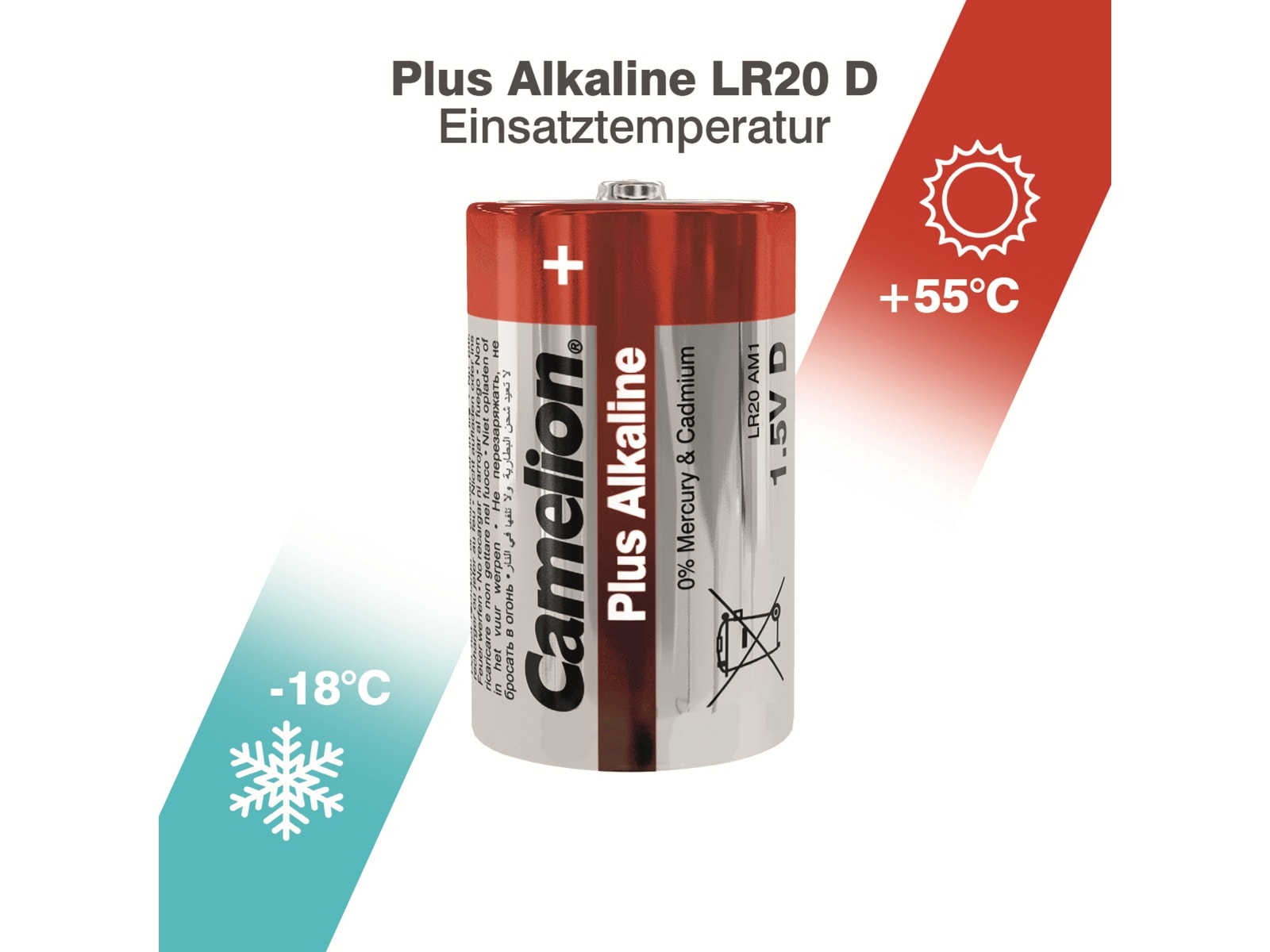 CAMELION Mono-Batterie, Plus-Alkaline, LR20, 2 Stück