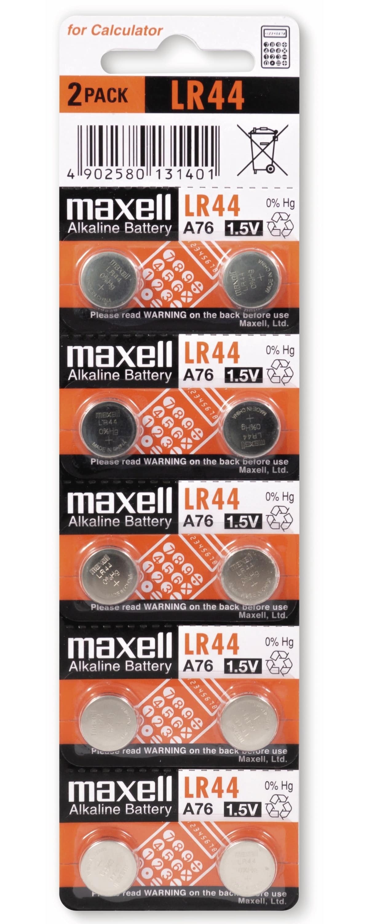 MAXELL Knopfzelle LR44/AG13, 10 Stück