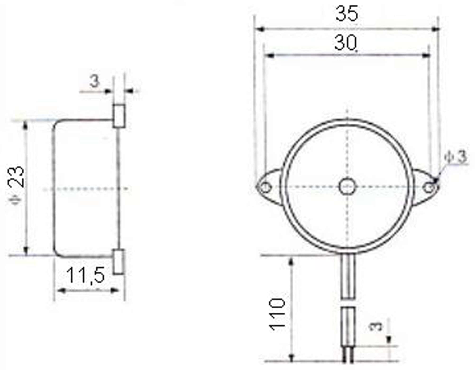 Piezo-Schallwandler, Summer 3..24V, 90 dB