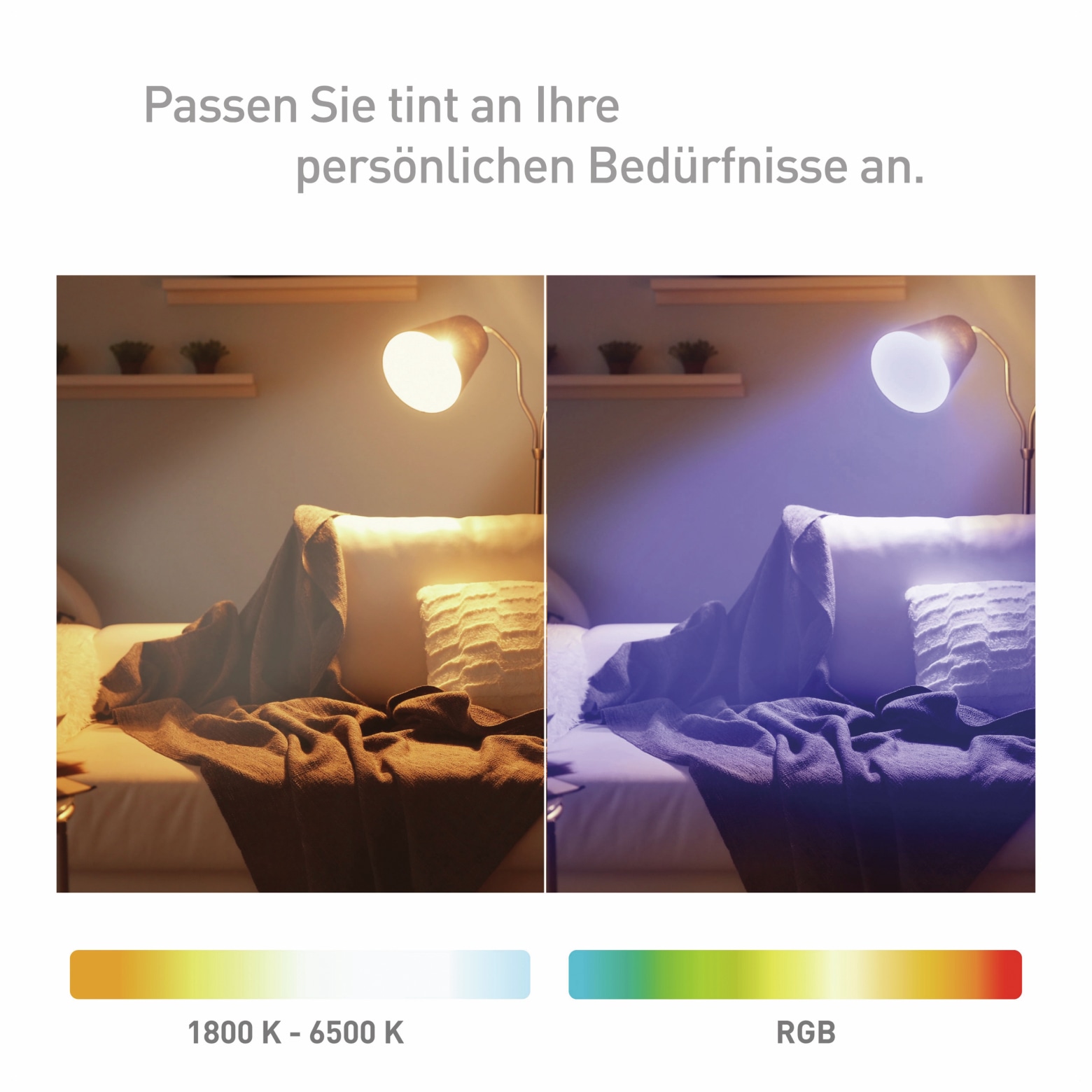 TINT LED-Lampe E27, 9 W, 806 lm, EEK G, Birne, RGB