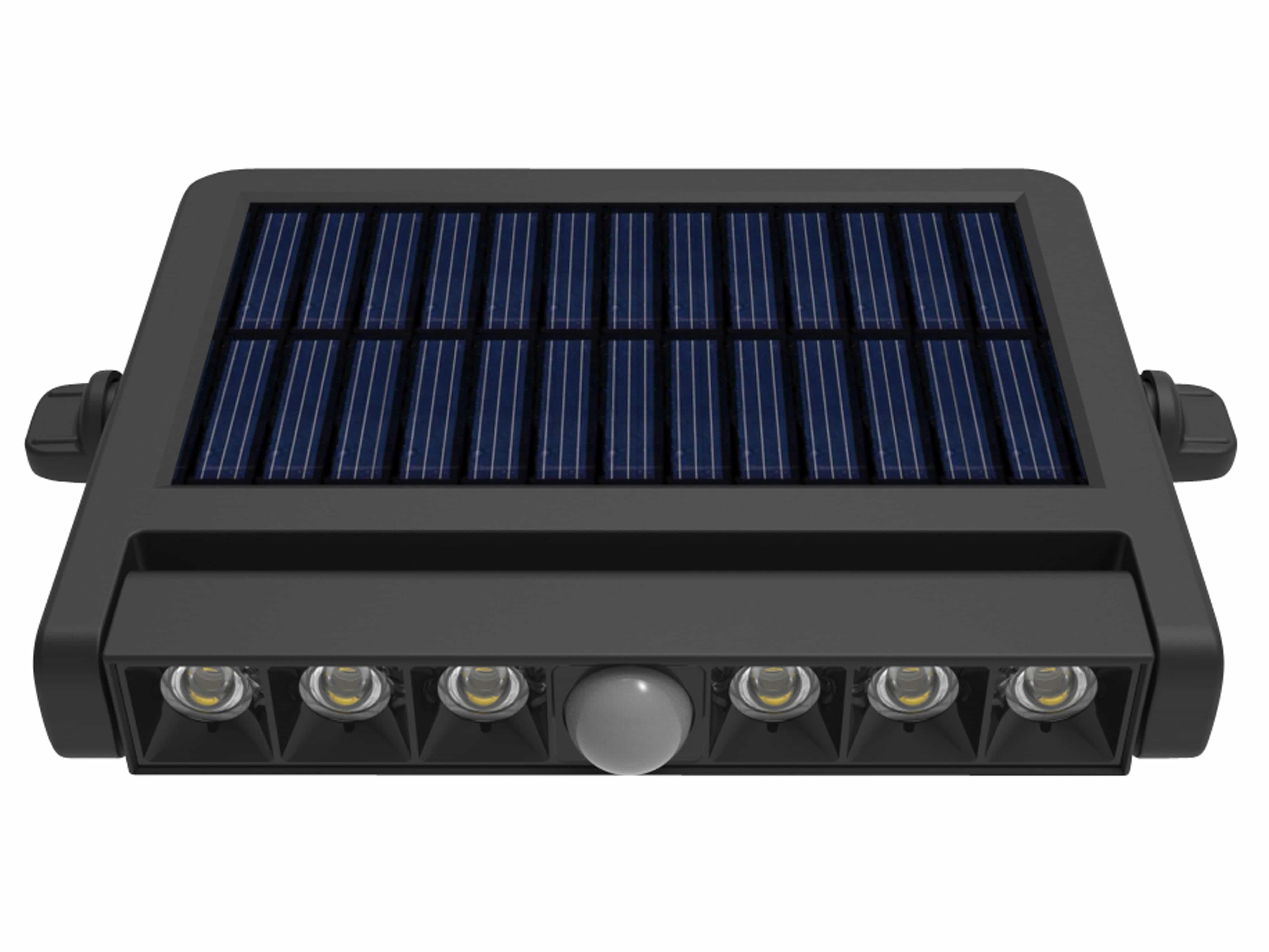 LUXULA Solar LED-Wandleuchte, 5 W, 500 Lm, PIR-Sensor, schwenkbar