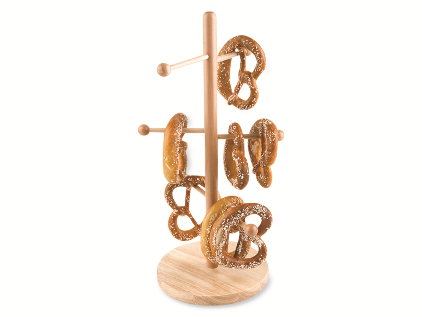 APS GERMANY Brezel- und Wurstständer APS, Ø 28 cm, H: 50 cm, Fuß-Ø 22 cm, Buchenholz lackiert