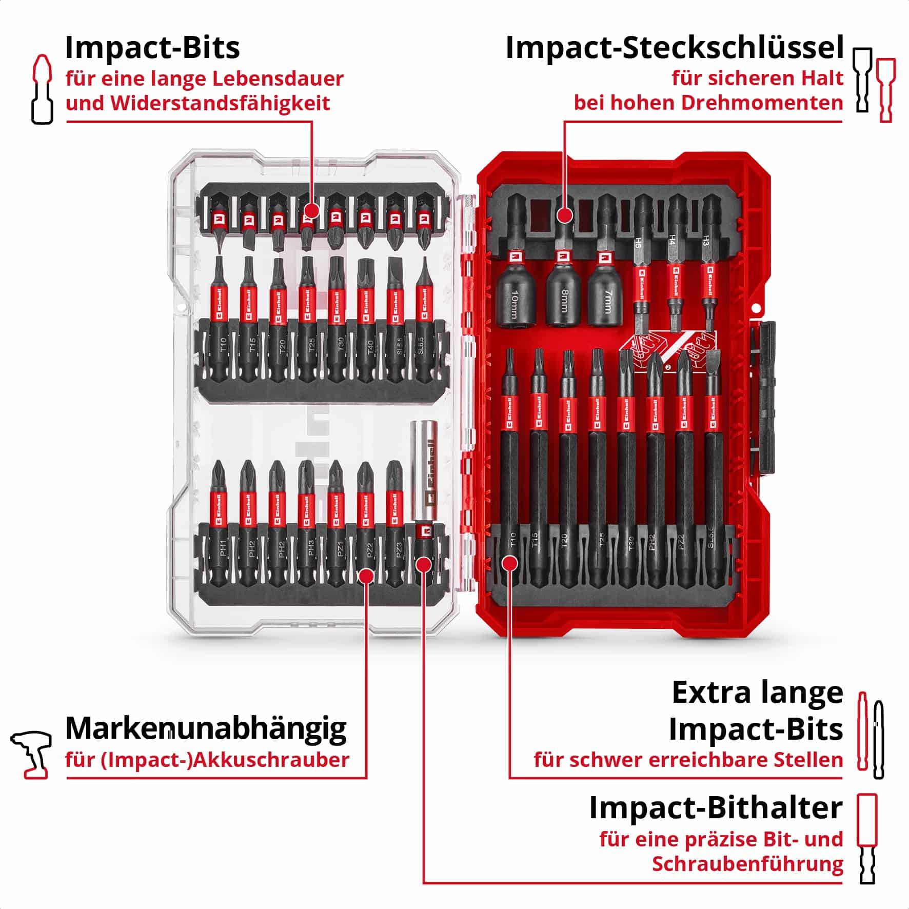 EINHELL Impact Bit-Set, 109250, M-Case, 38-teilig