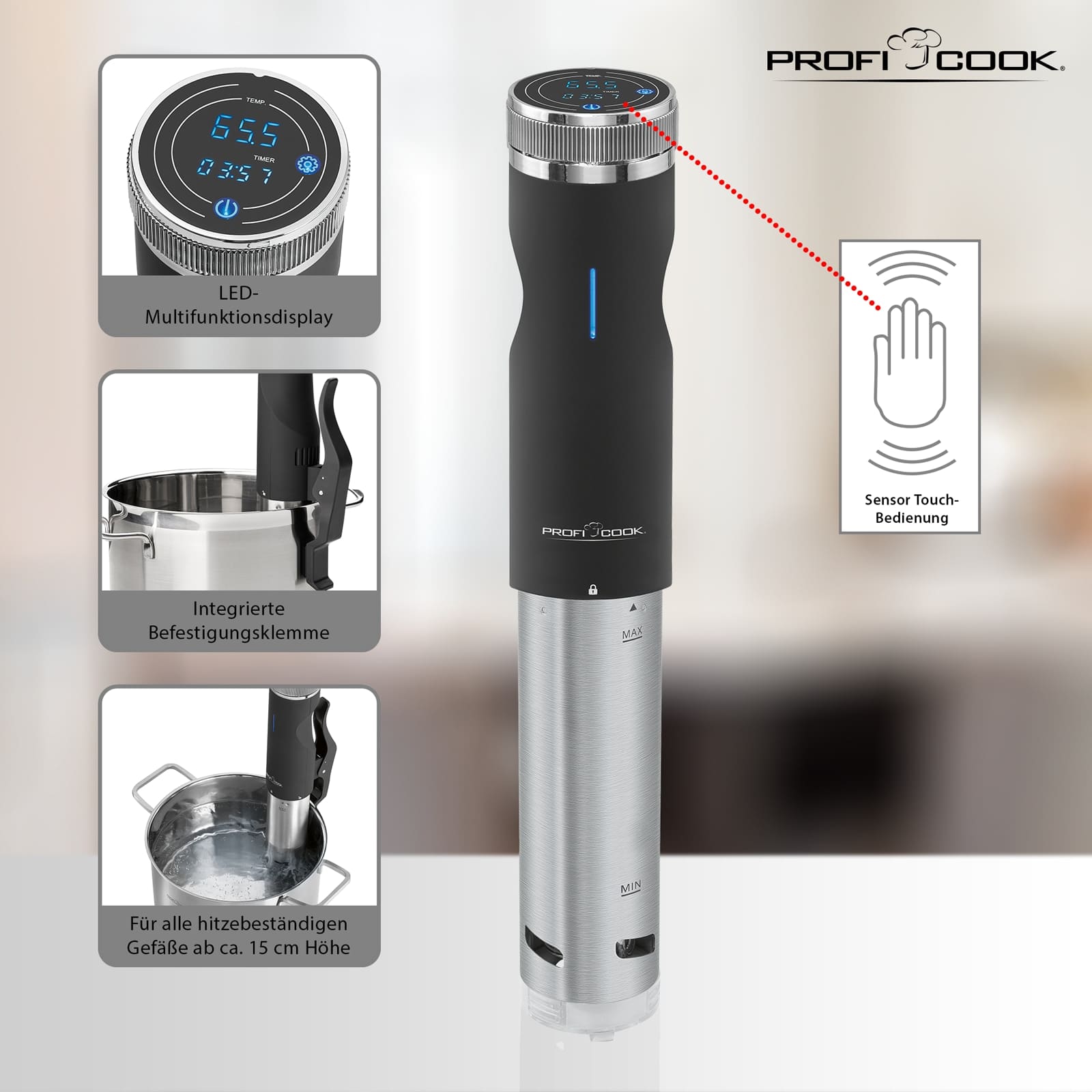 PROFI COOK Sous Vide Stick PC-SV 1126, inox, 800 W