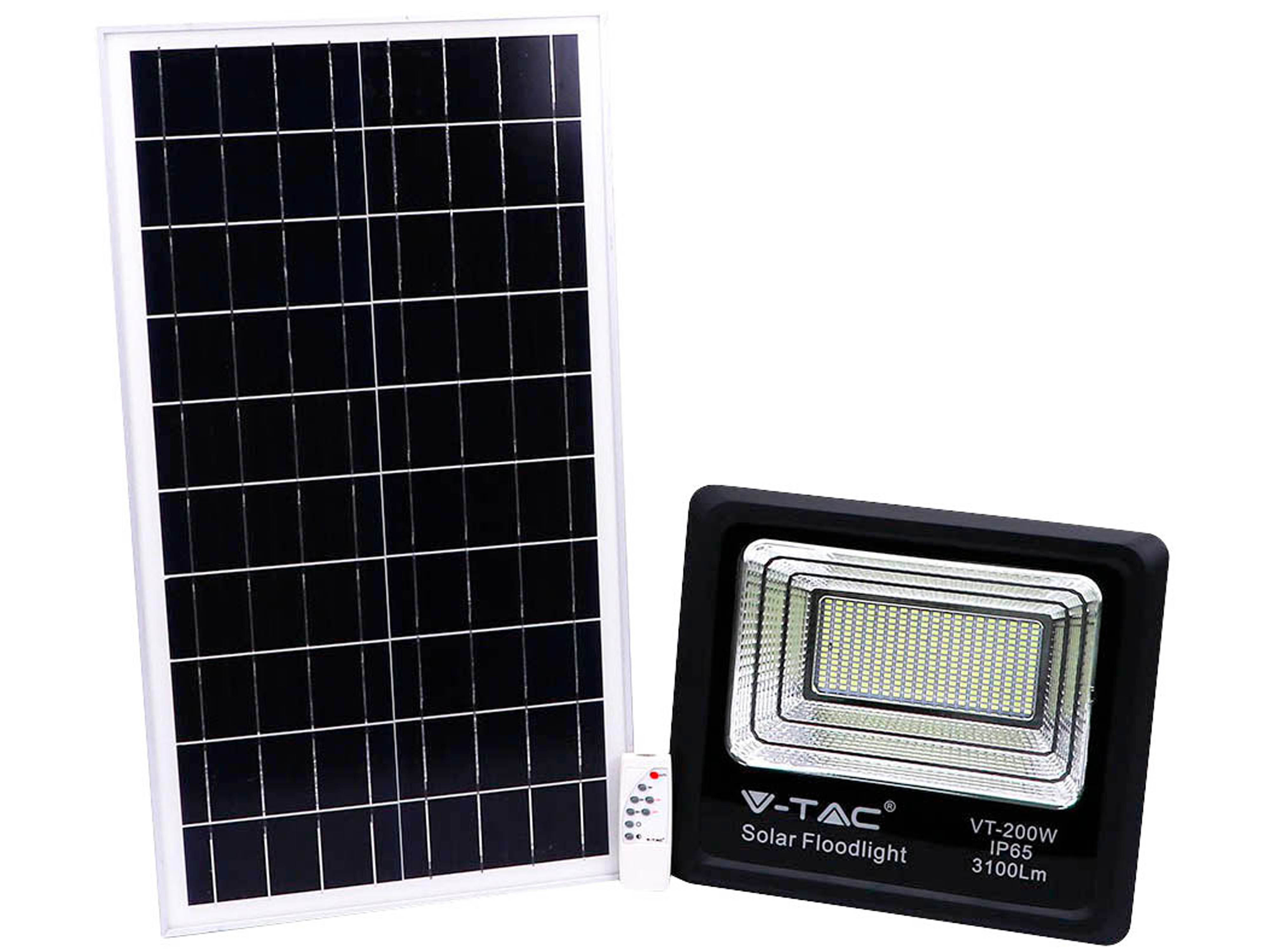 V-TAC Solar LED-Fluter VT-200W, 40 W, 4000 K, mit Panel + Fernbedienung