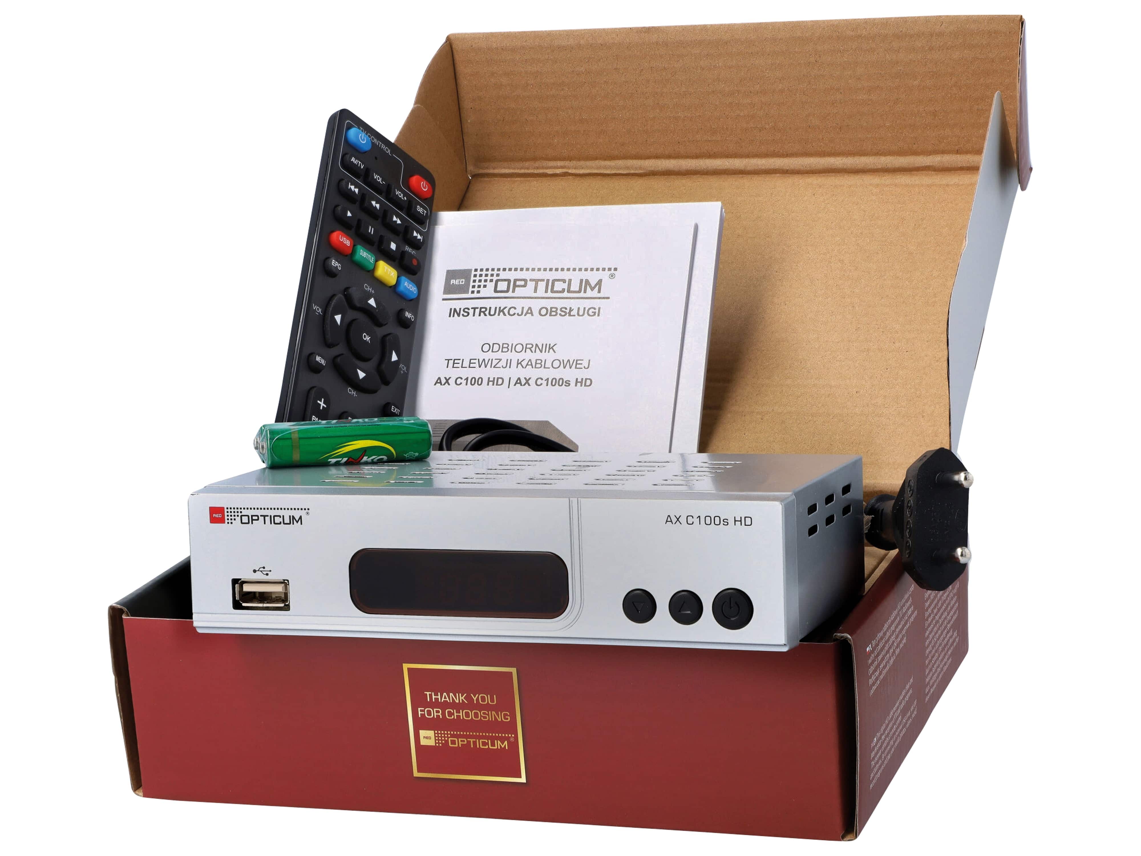 RED OPTICUM DVB-C HDTV-Receiver AX C100s HD, silber, PVR