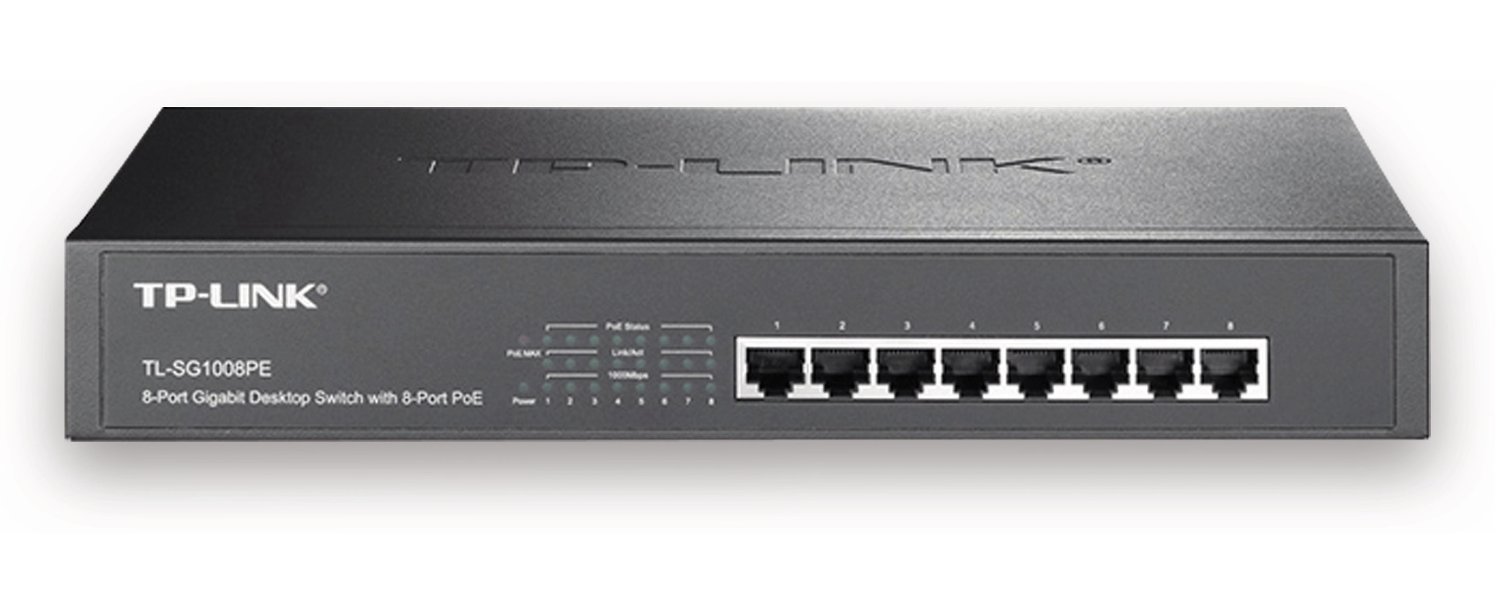 Gigabit-Desktop-/Rackmount-PoE Netzwerk-Switch TP-LINK TL-SG1008PE, 8-Port