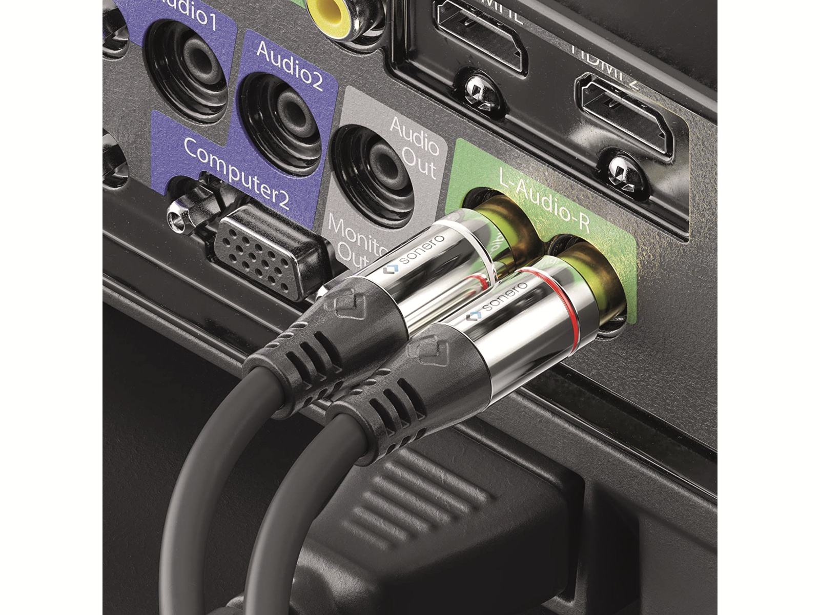 SONERO Audio-Adapterkabel, Klinke/Cinch, 3,5 mm, Stereo, 12,5 m, schwarz