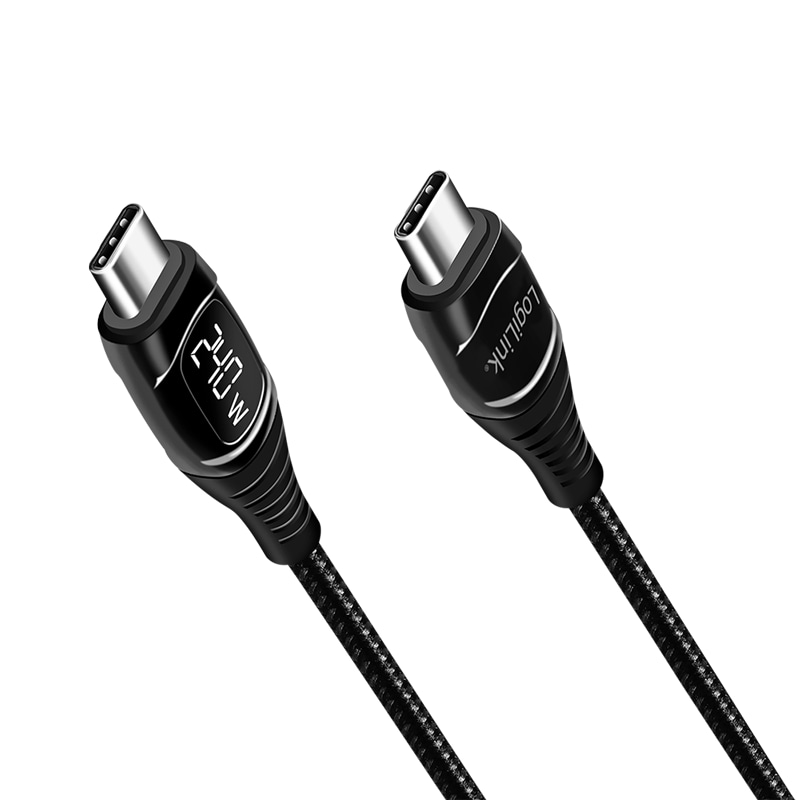 LOGILINK USB-Kabel CU0185, USB-C/USB-C, 2 m, schwarz