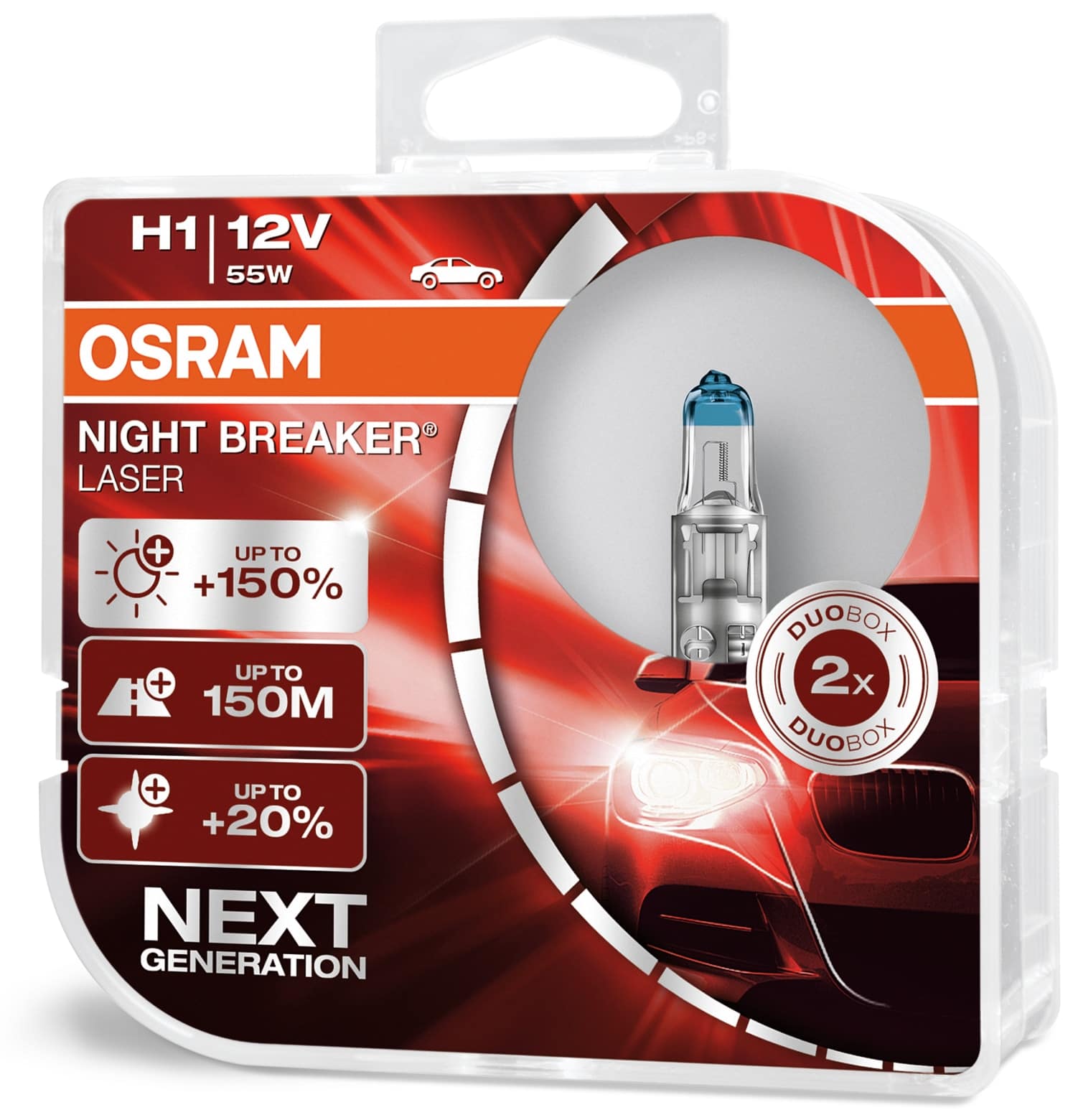 OSRAM Halogen-Autolampe H1 Night Breaker Laser (NG) 64150NL, 2 Stück