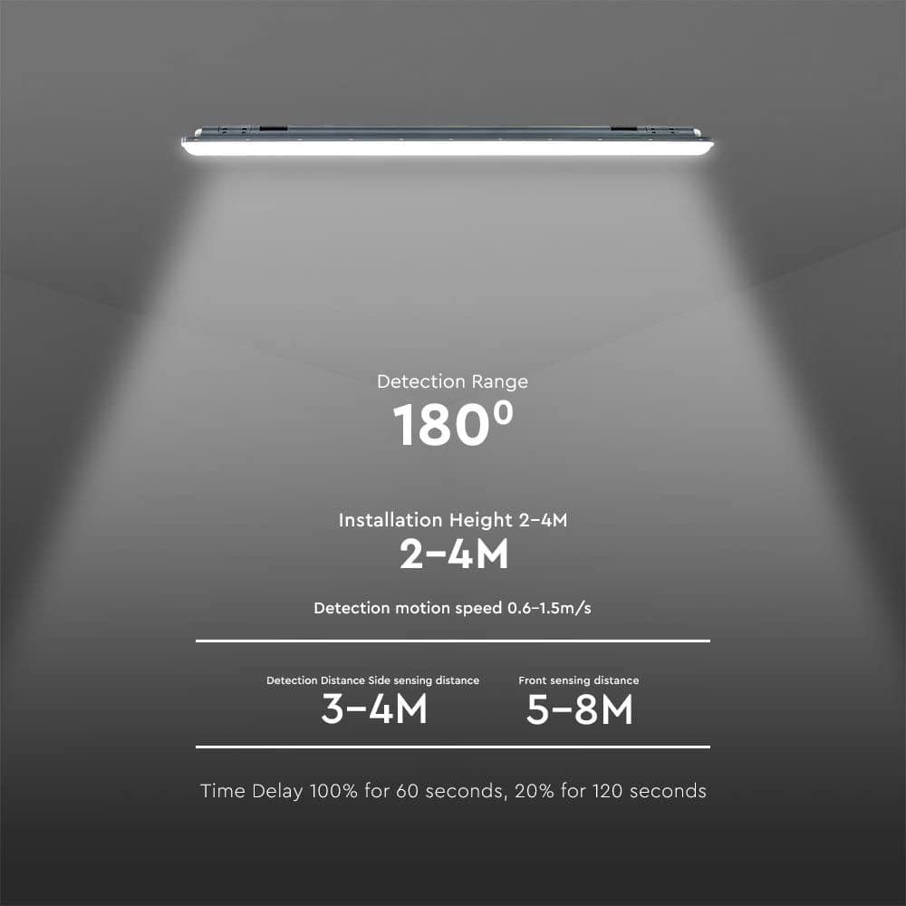 V-TAC LED-Feuchtraumleuchte VT-1253S, EEK: E, 36 W, 4320 lm, 4000 K, 1200 mm, mit Sensor