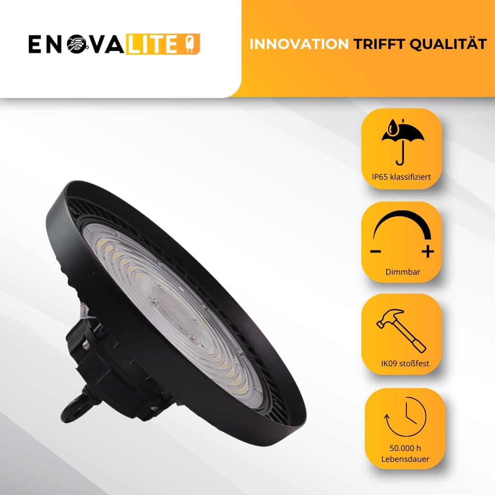 ENOVALITE LED-Highbay-Leuchte, UFO, EEK: C, 200W, 34000lm, 4000K, schwarz