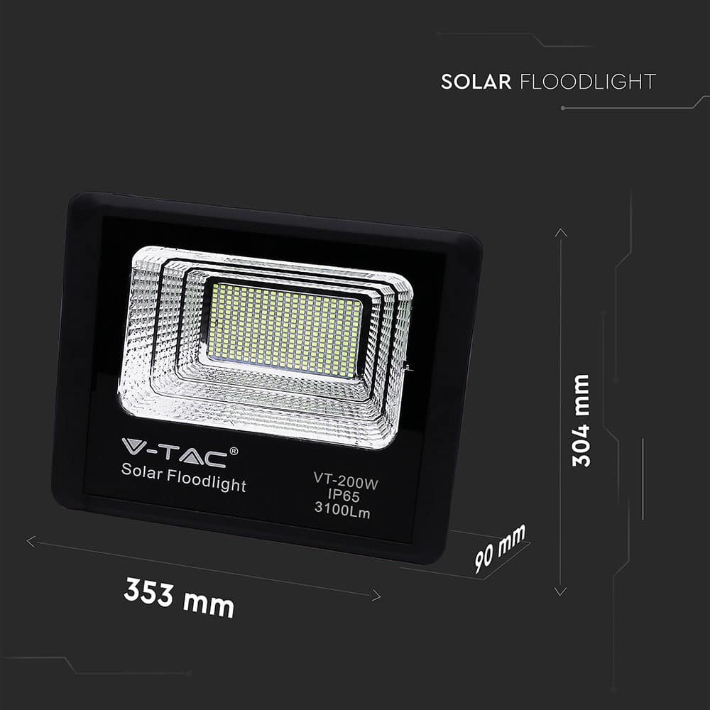 V-TAC Solar LED-Fluter VT-200W, 40 W, 6000 K, mit Panel + Fernbedienung